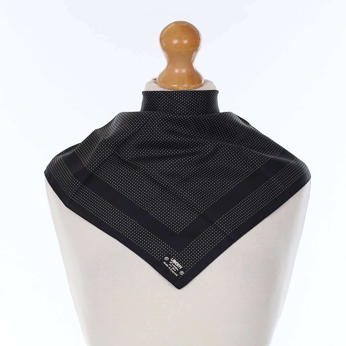 Brand New Liberty Black And White Polka Dot Silk Scarf