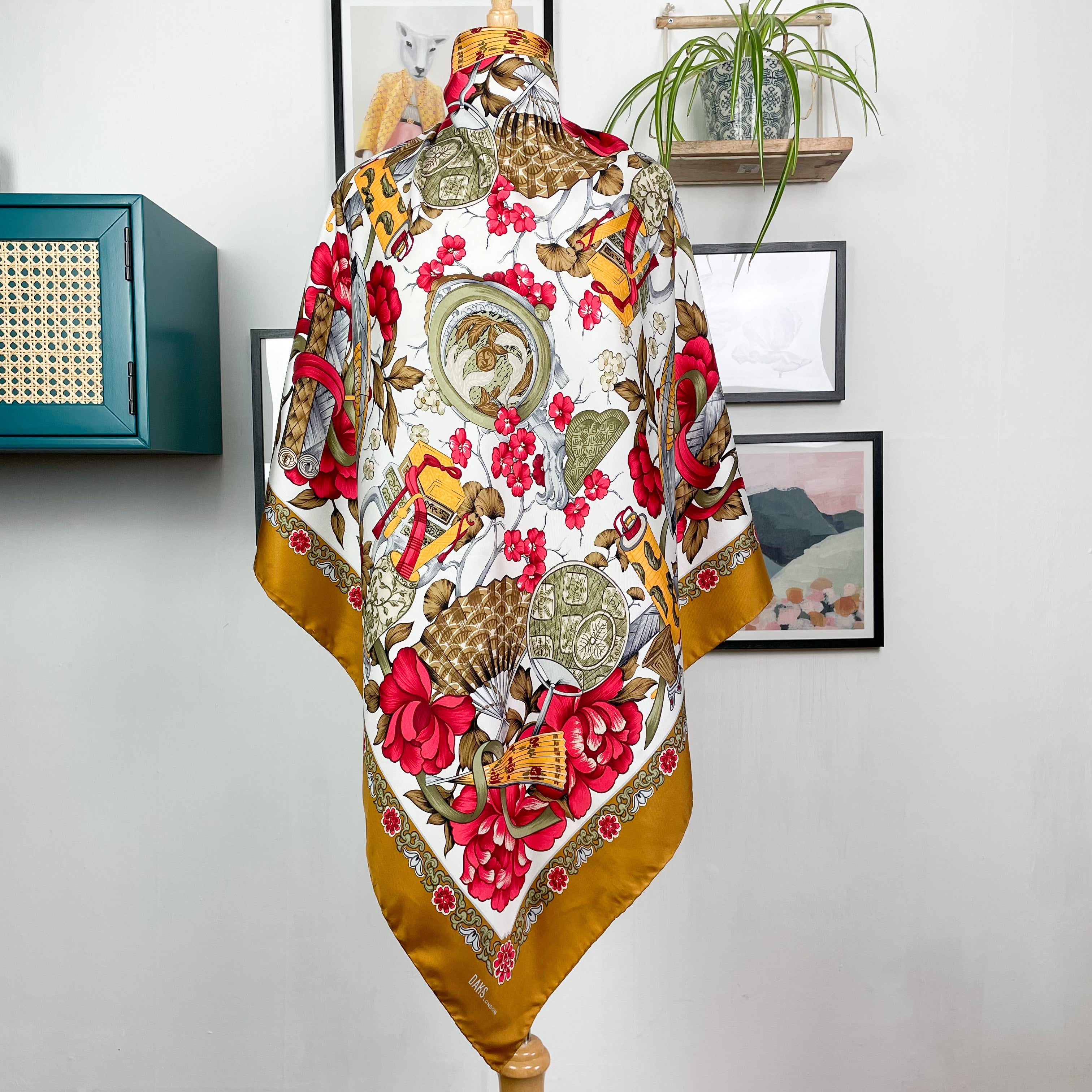 Daks Floral Design Vintage Silk Scarf