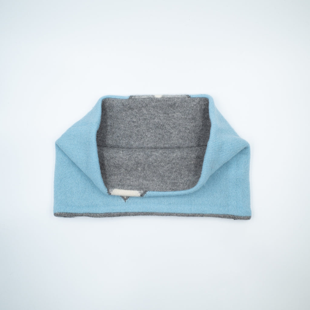 Opal Blue and Grey Diamond Neck Warmer