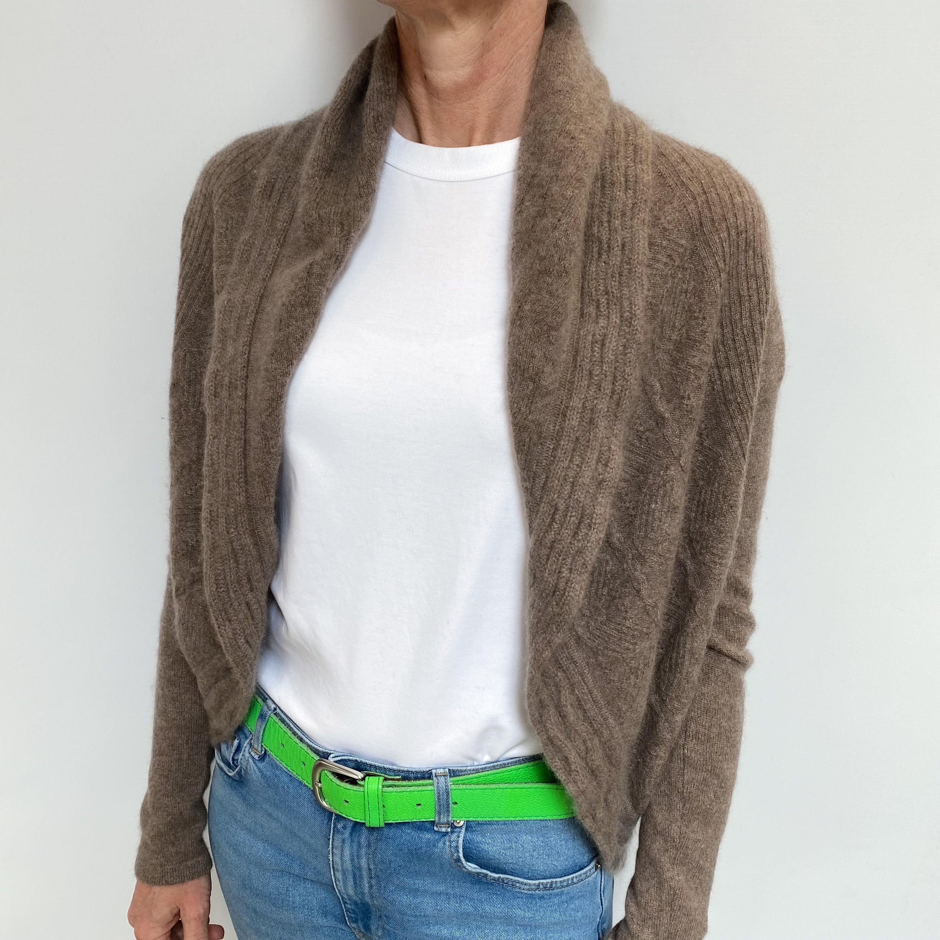 Mocha Brown Cashmere Edge to Edge Cardigan Small