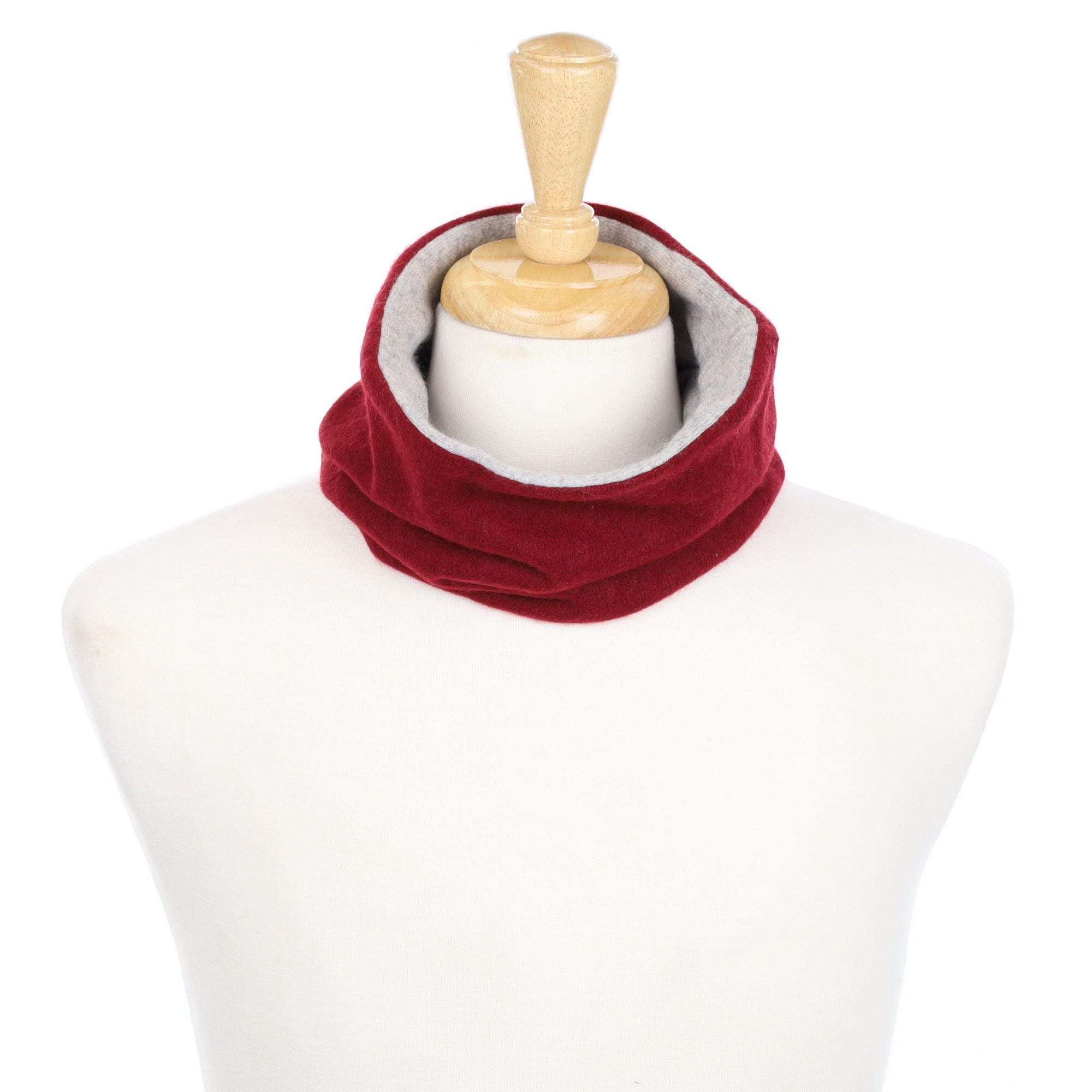 Burgundy and Frost Grey Neck Warmer
