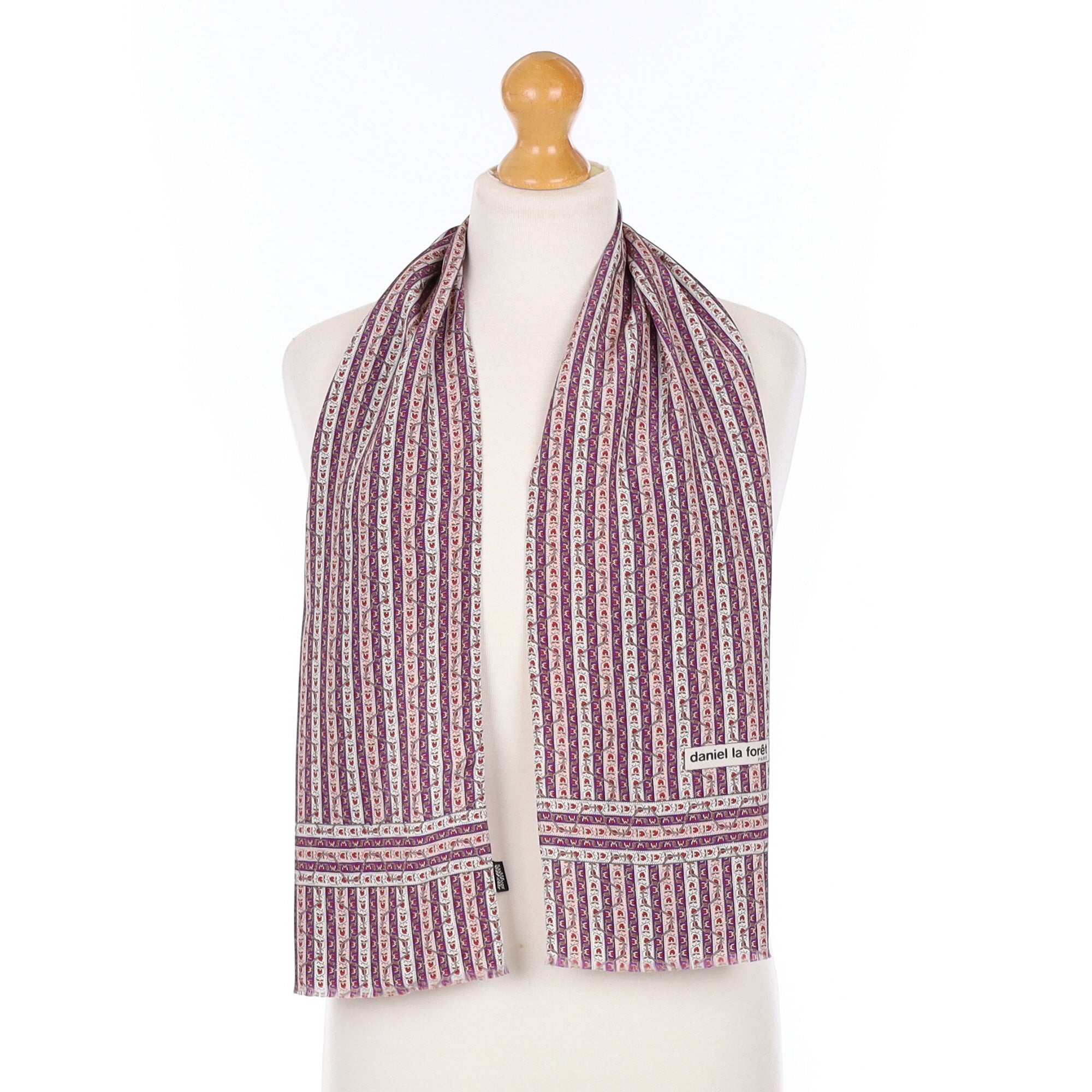 Daniel La Forêt Vintage Stripe Patterned Silk Scarf
