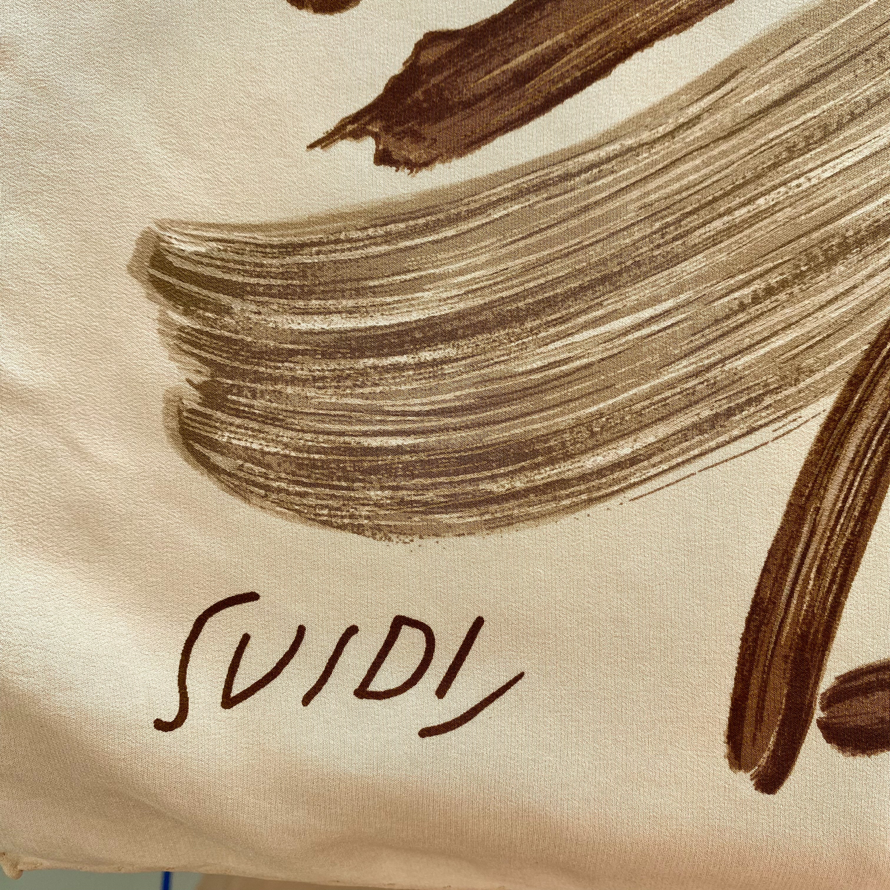 Mixed Browns Brush Stroke Vintage Silk Scarf