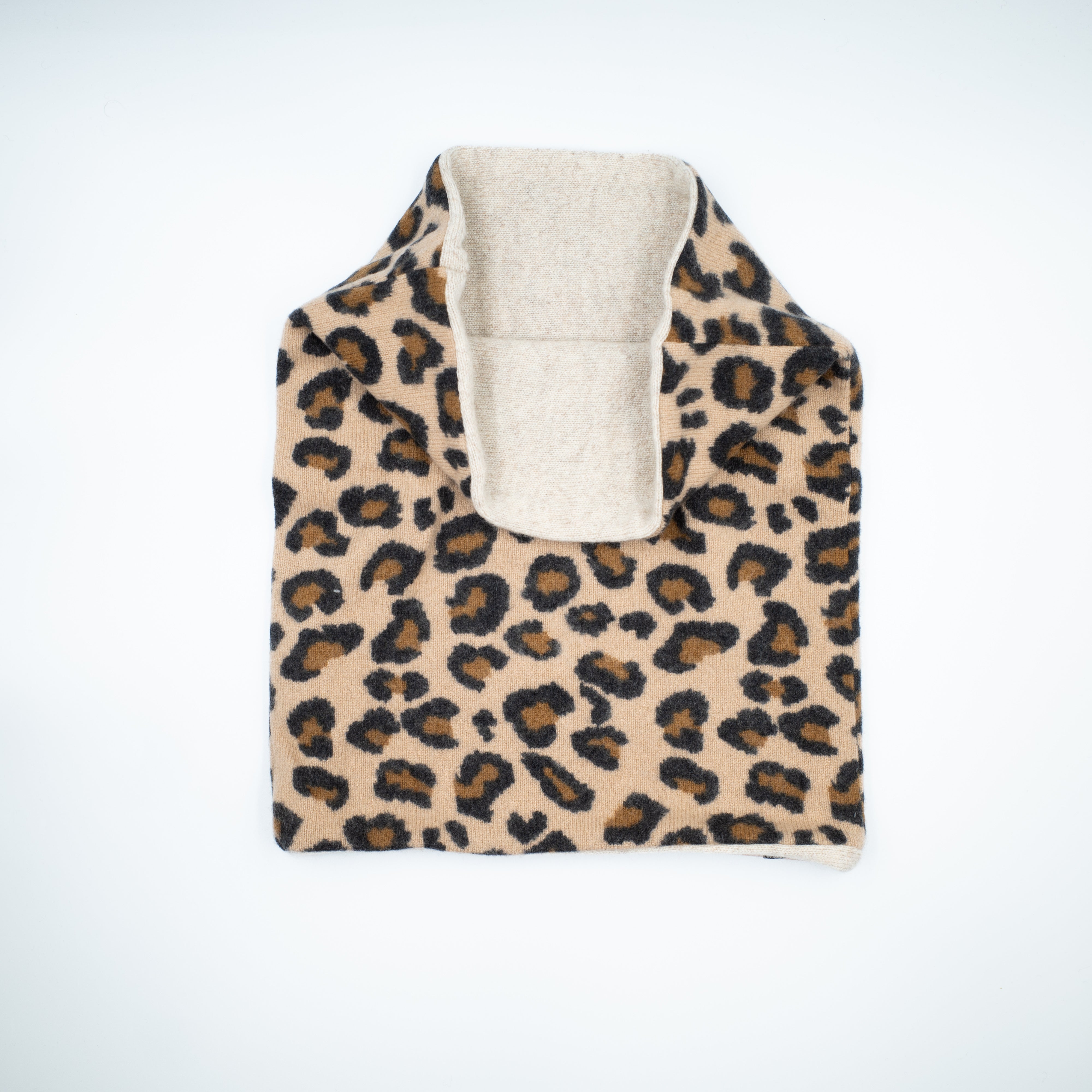 Caramel Leopard Print and Fawn Luxury Double Layered Snood