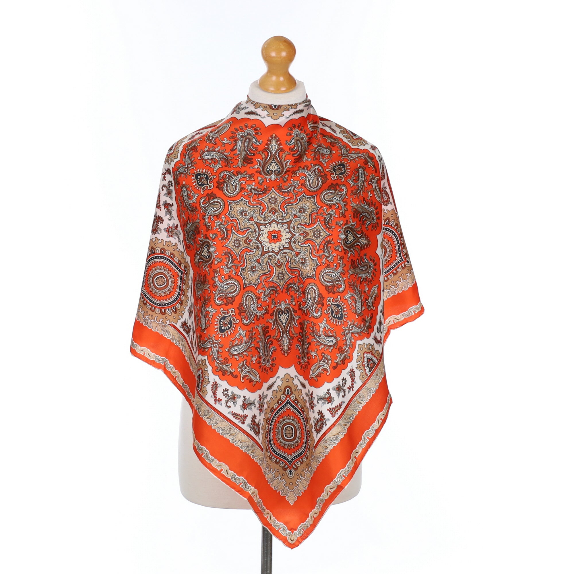 Orange Paisley Vintage Silk Scarf