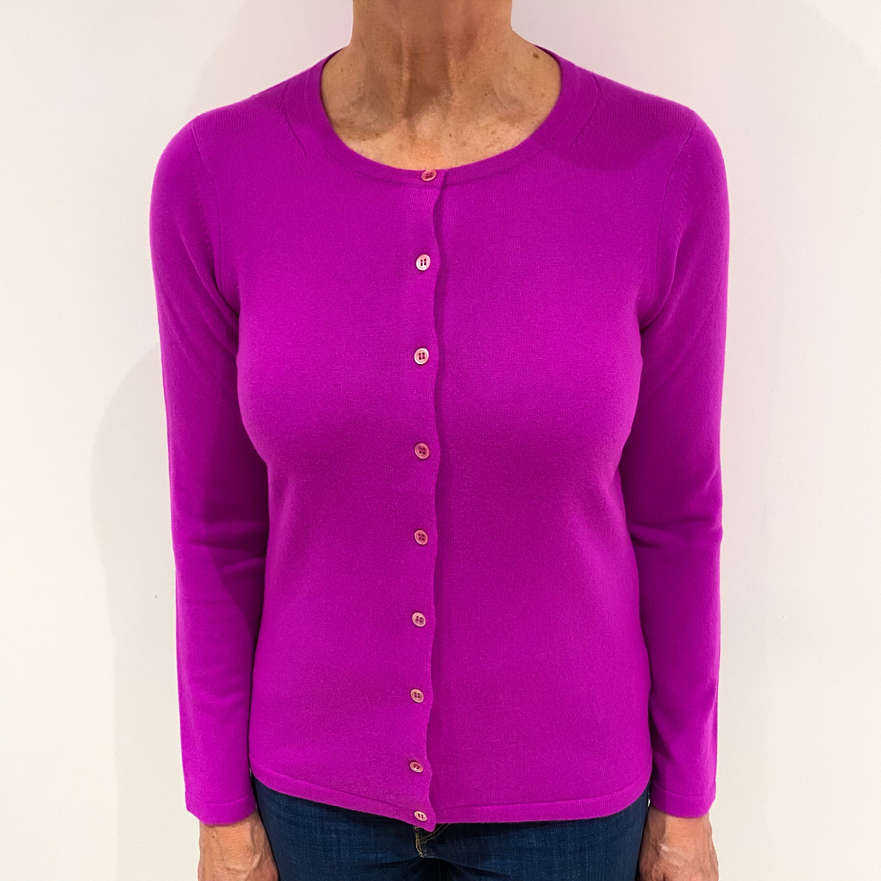 Fushia Cashmere Cardigan Medium