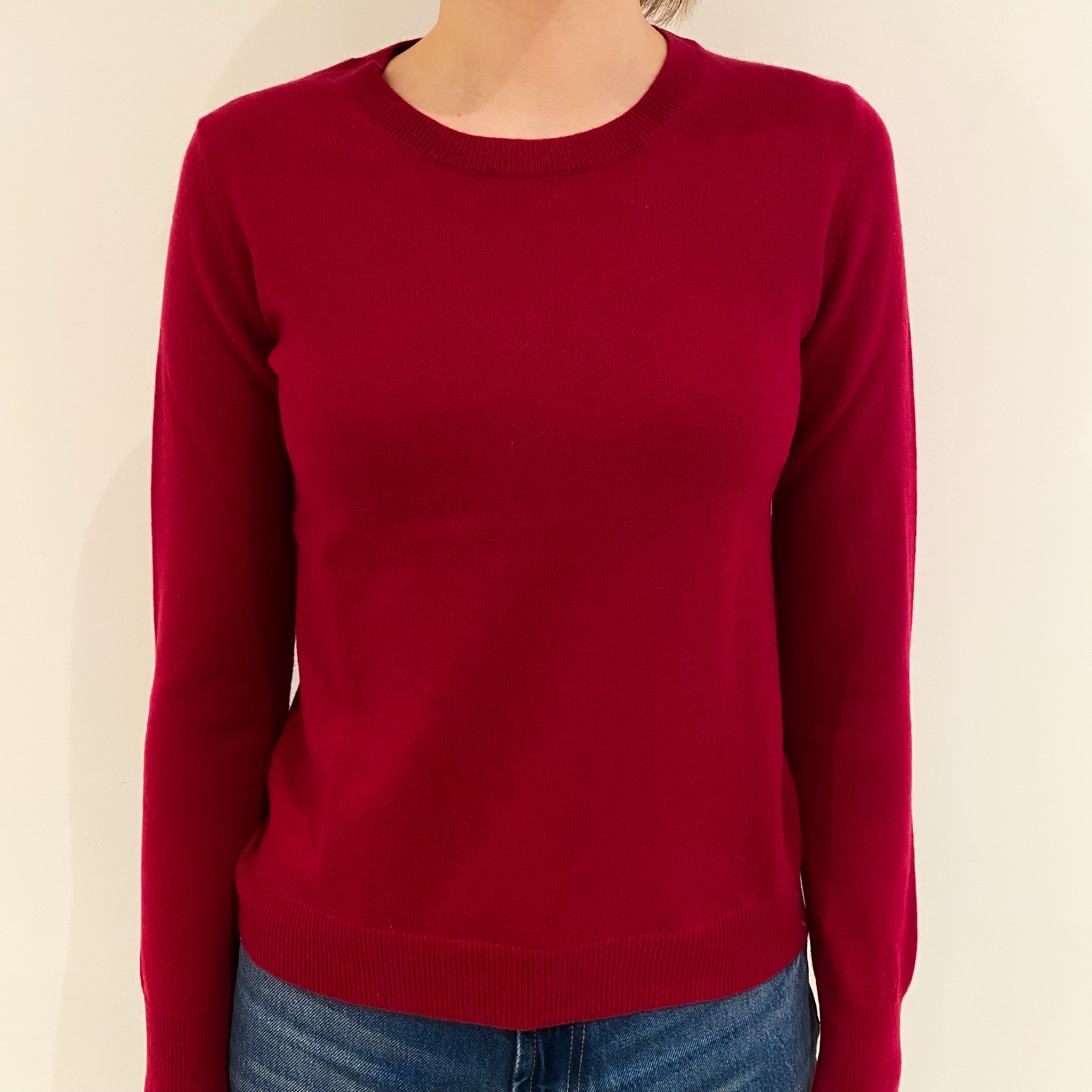Ruby Red Cashmere Crew Neck Jumper Extra Small