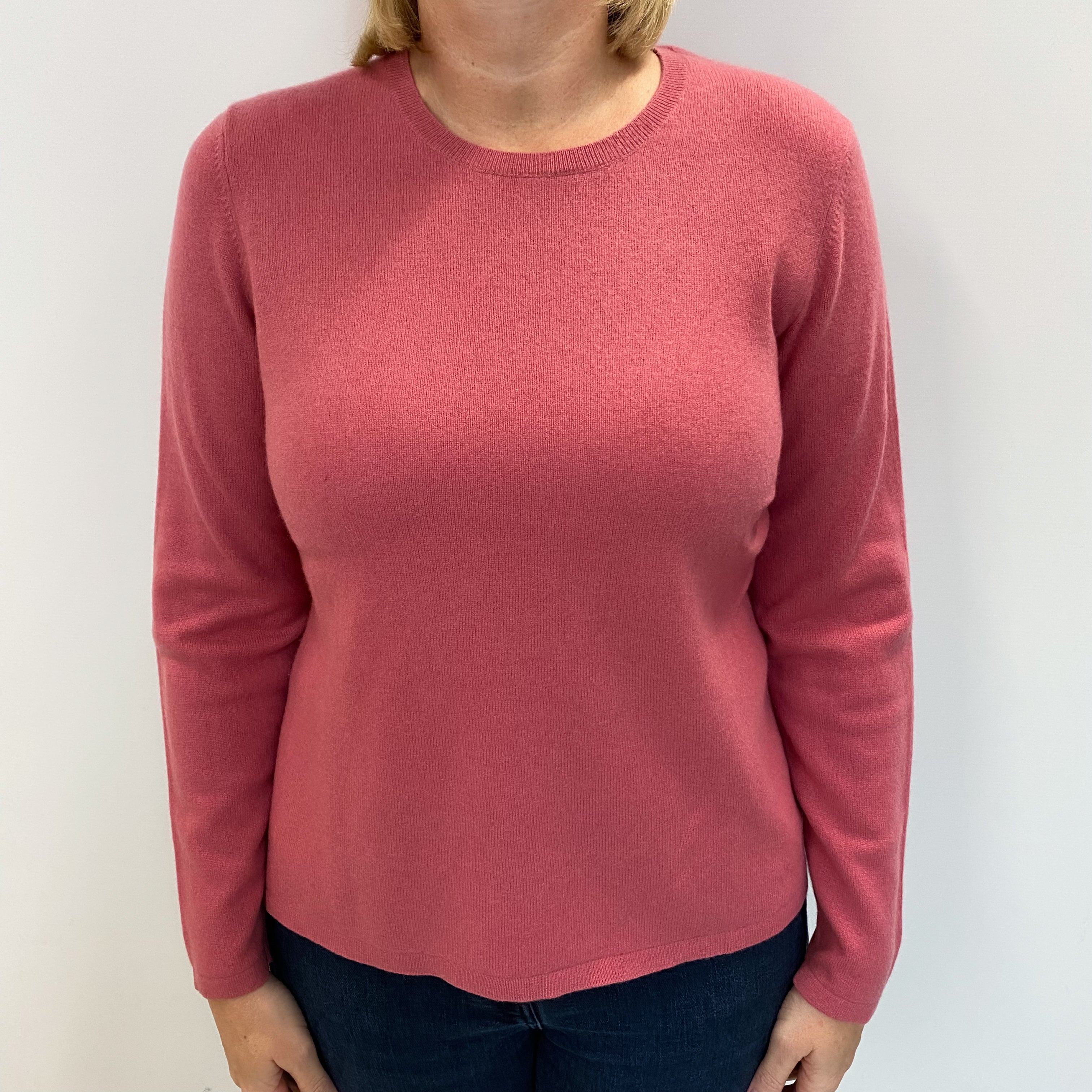 Loganberry Pink Cashmere Crew Neck Jumper Large