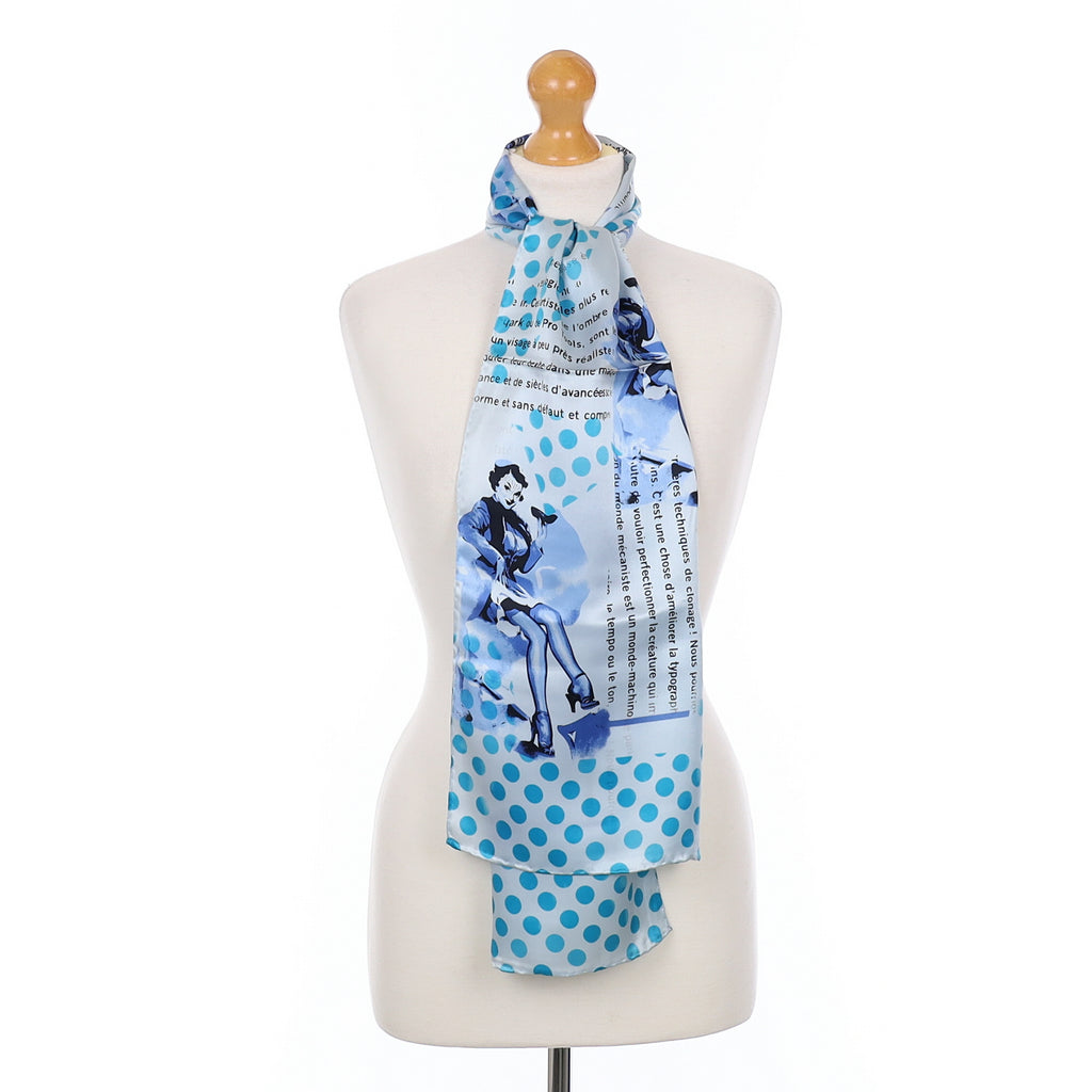 Jammers & Leufgen Blue Slogan Silk Scarf