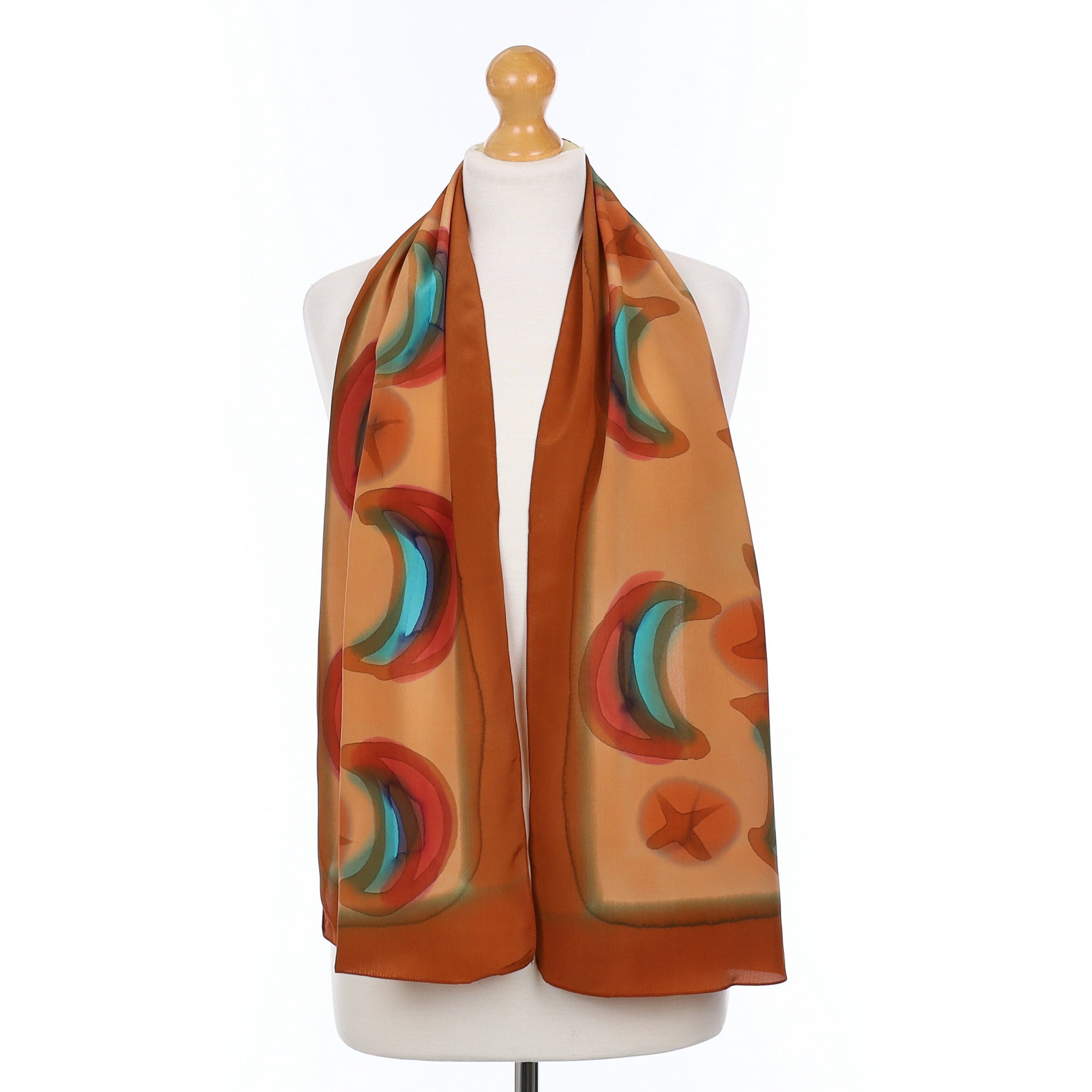 Sheeva Brown Patterned Silk Scarf