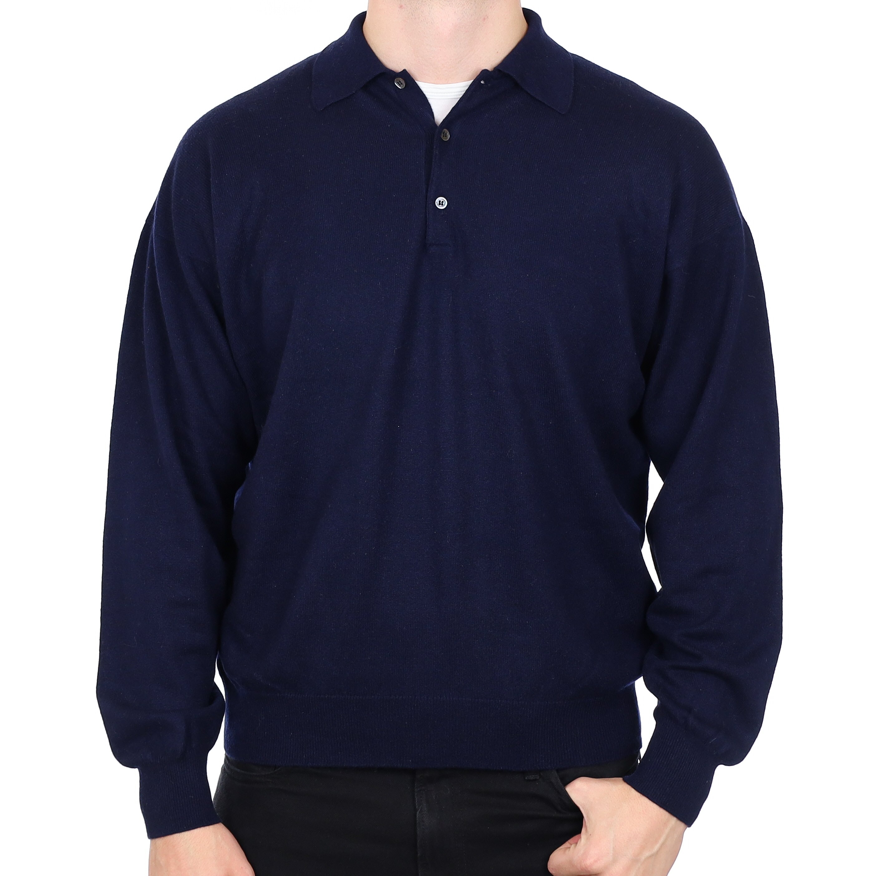 Men’s Malo Navy Blue Cashmere 1/4 Button Jumper XXL