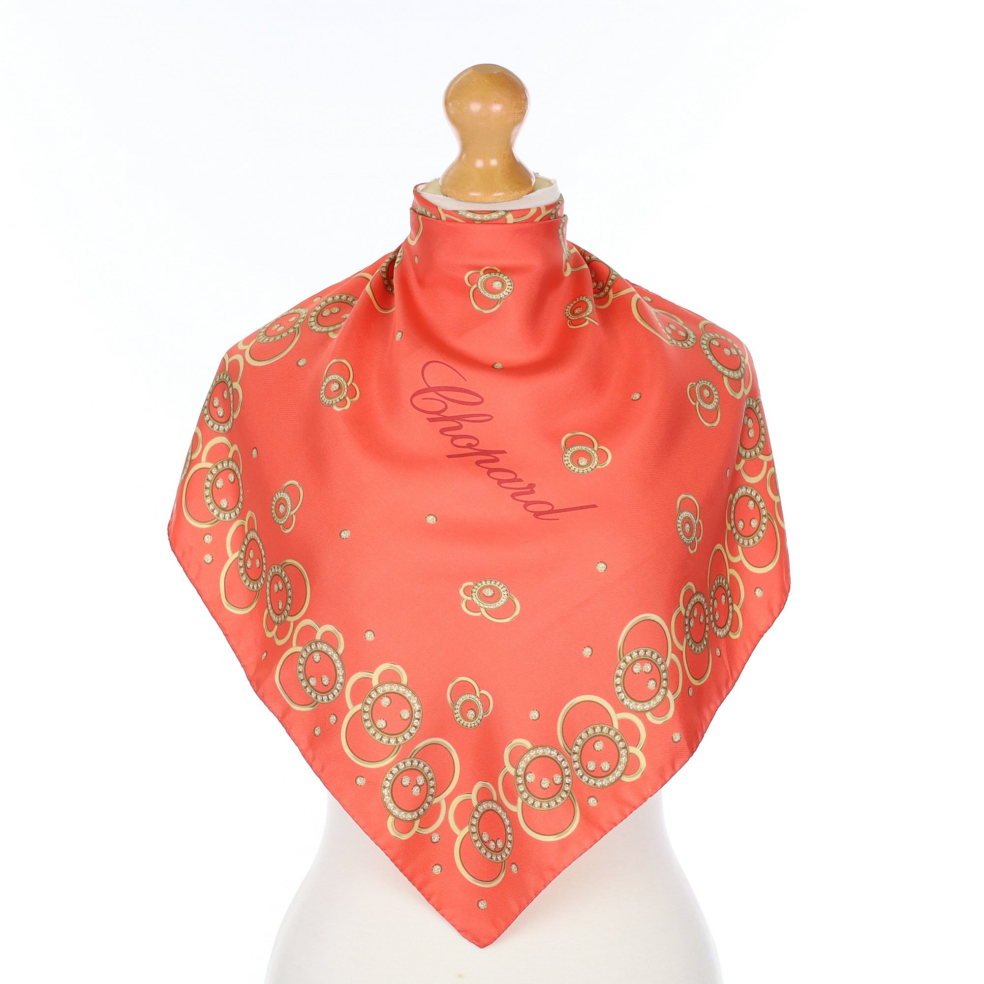 Chopard Orange Patterned Silk Scarf