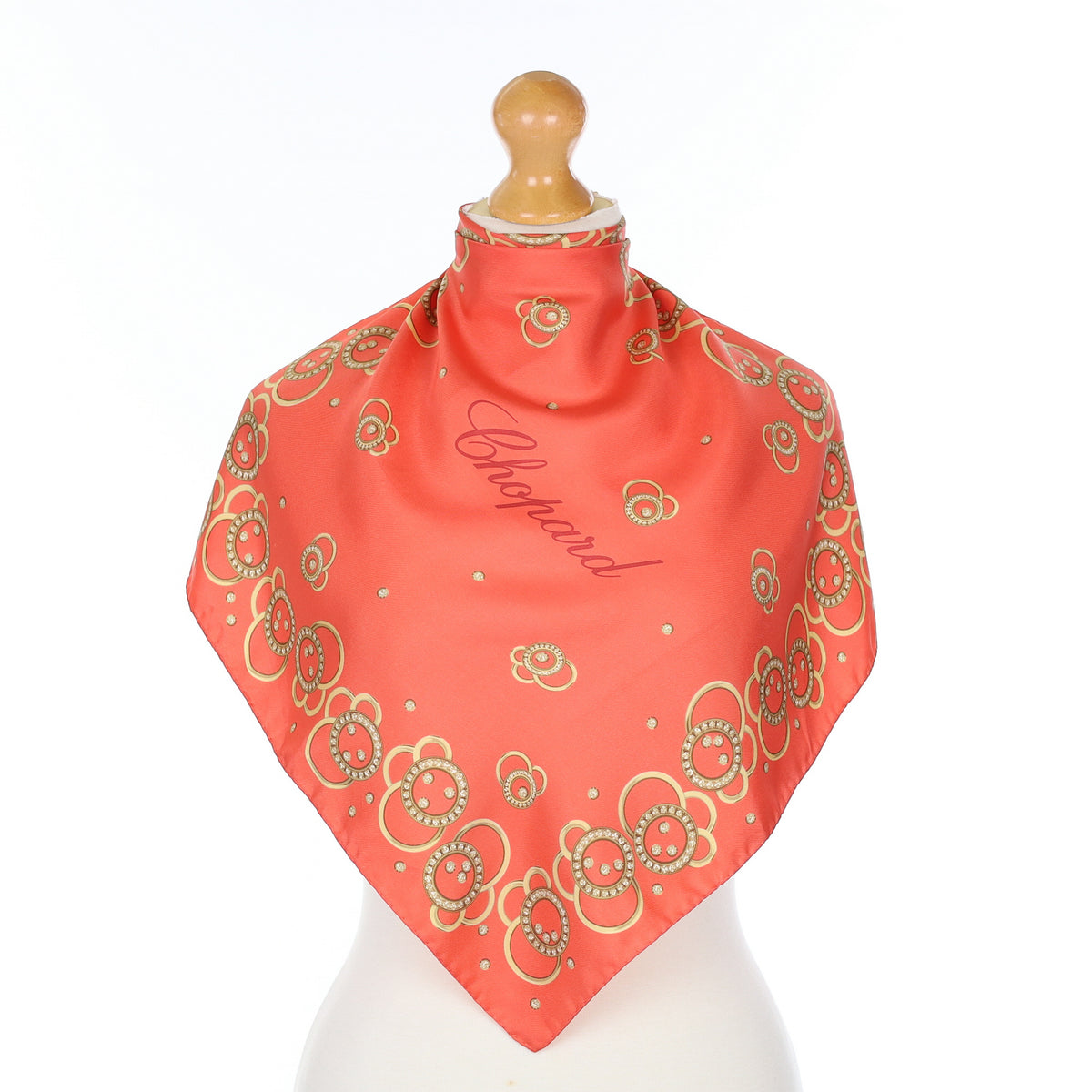 Chopard Orange Patterned Silk Scarf