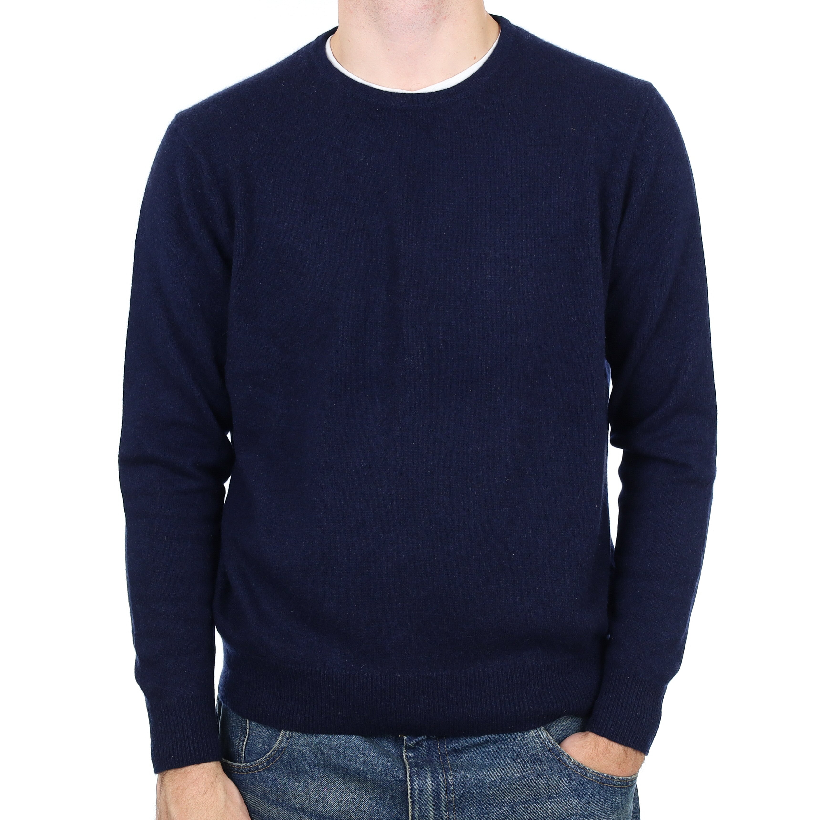 Men’s Navy Cashmere Crew Neck Jumper Large