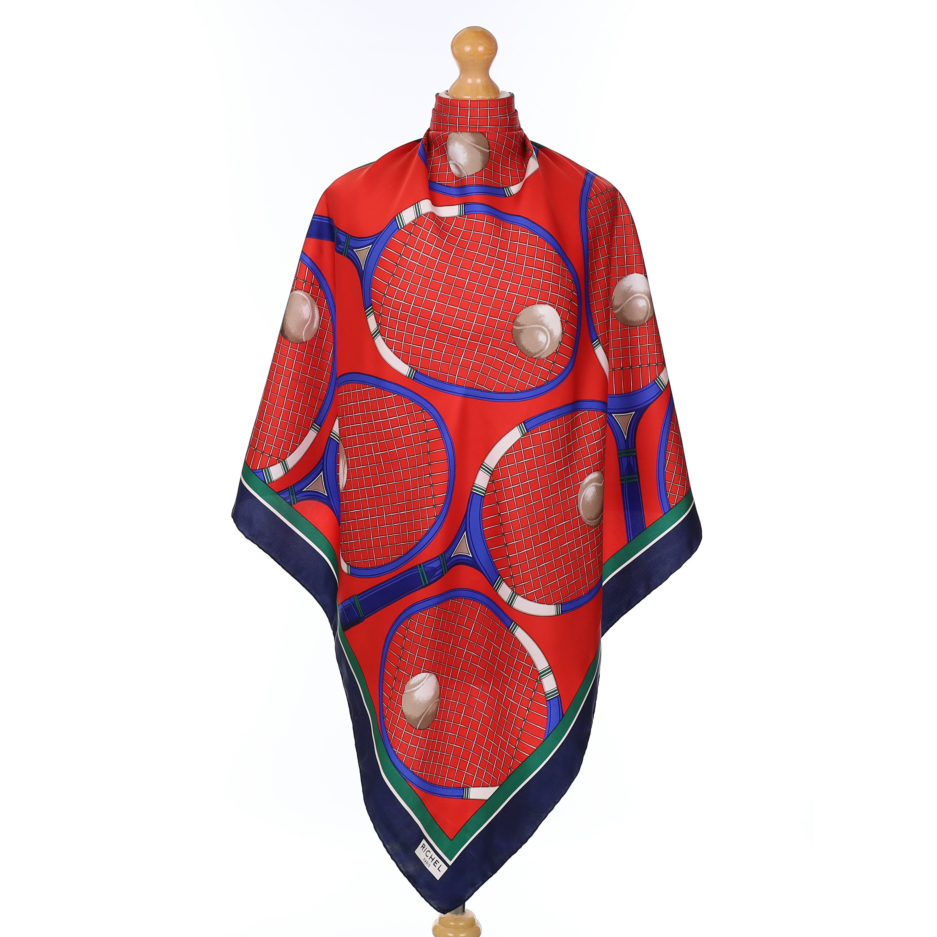 Richel Tennis Racket Vintage Silk Scarf