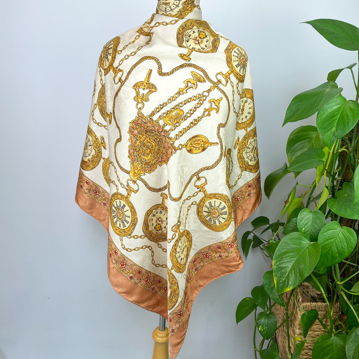1980s Ostinelli for Harrods Timepiece Vintage Silk Scarf