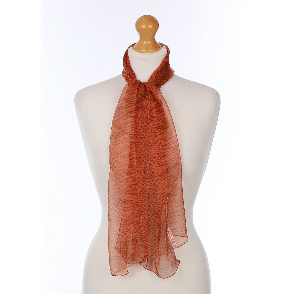 Rust Animal Print Silk Scarf