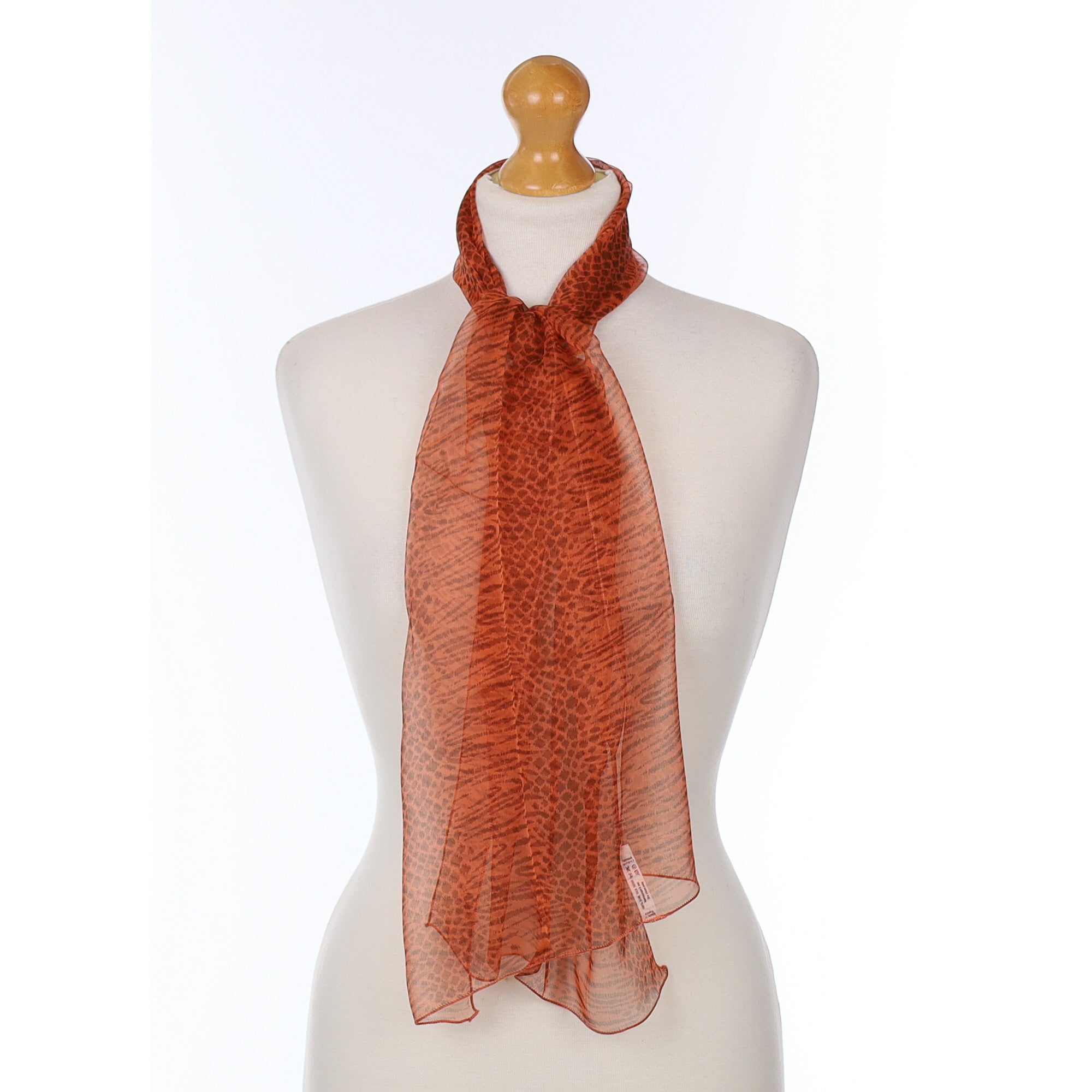 Rust Animal Print Silk Scarf