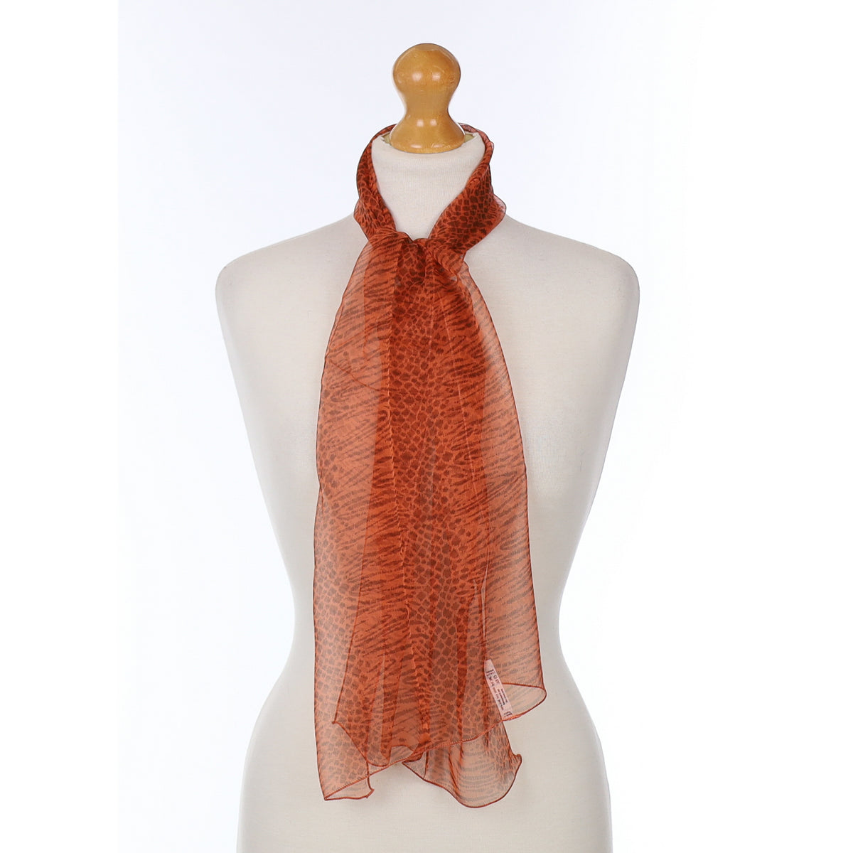 Rust Animal Print Silk Scarf