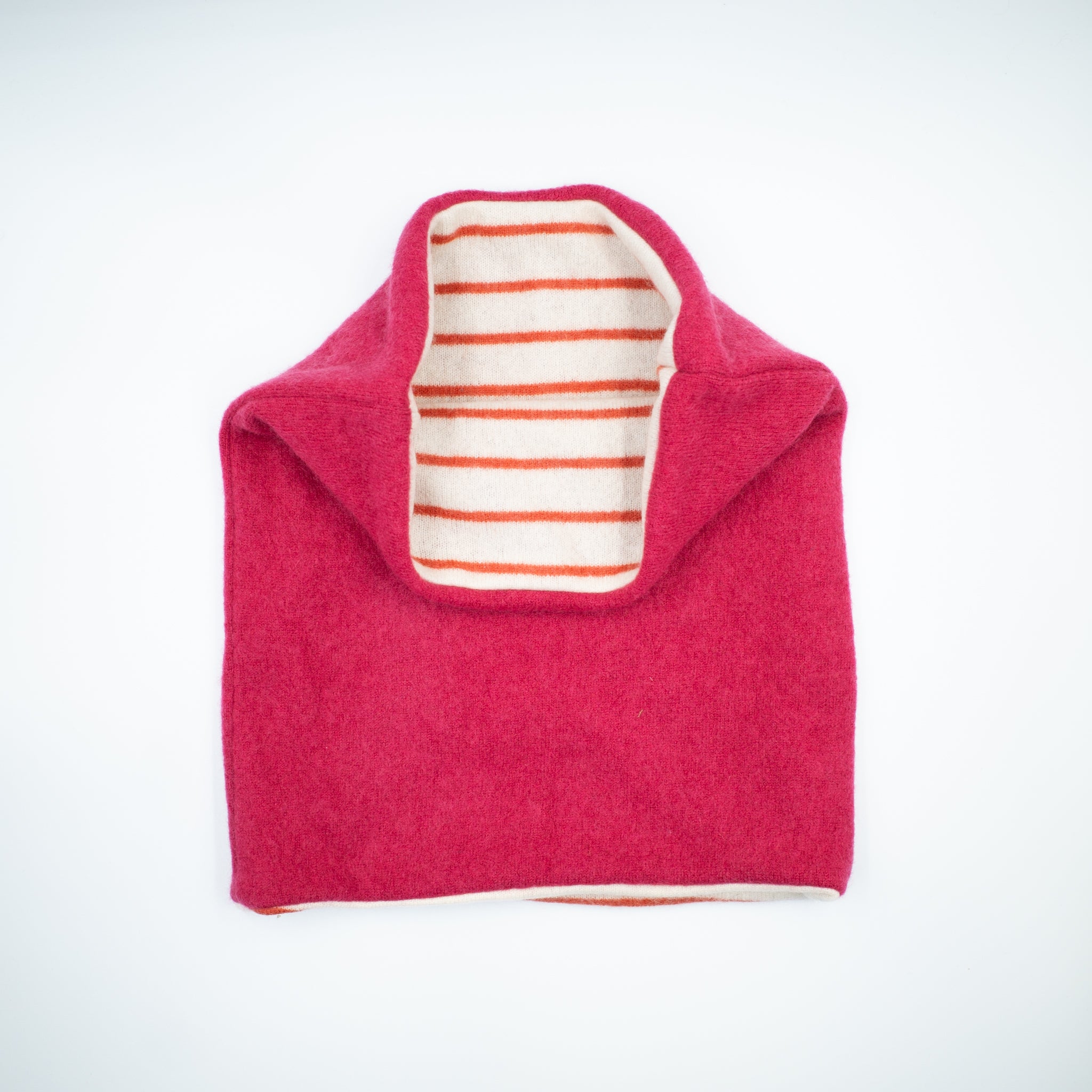 Raspberry and Coral Stripe Luxury Double Layered Snood