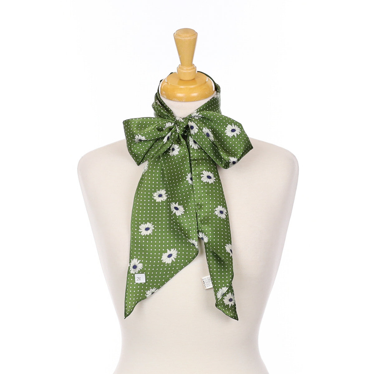 Laura Ashley Green Pussy Bow Silk Scarf