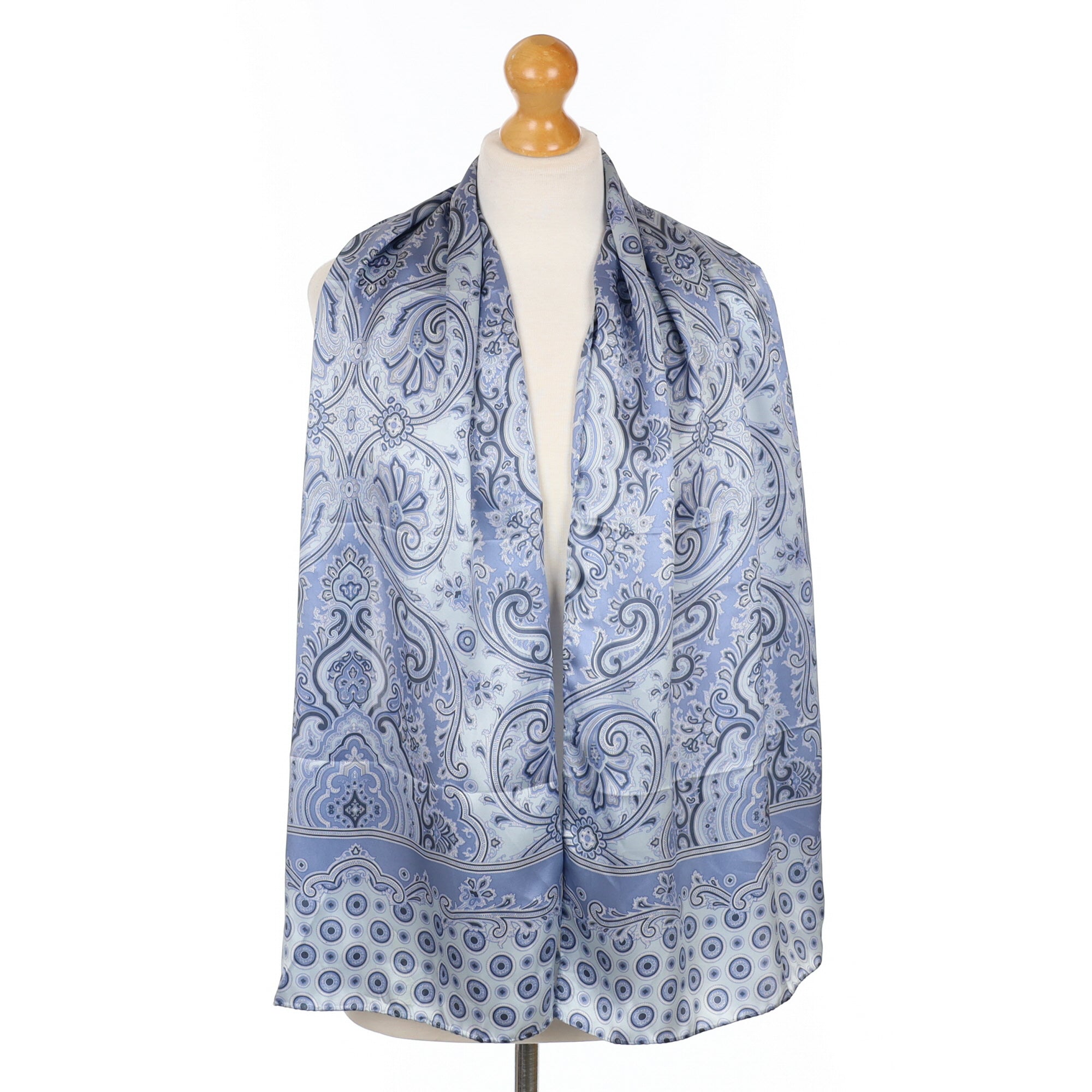 Jaeger Blue Paisley Vintage Silk Scarf