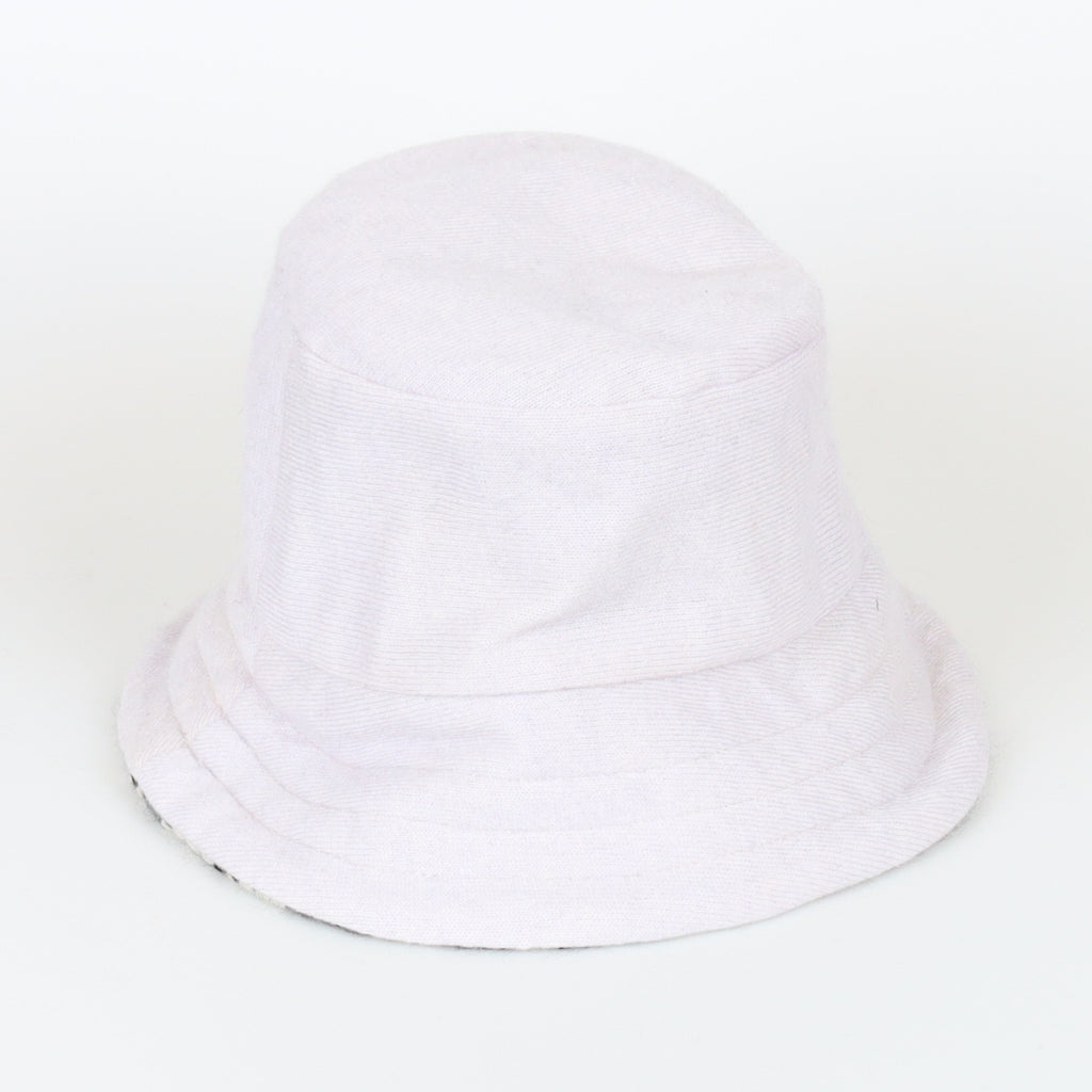 Grey Textured Knit Reversible Cashmere Bucket Hat Medium
