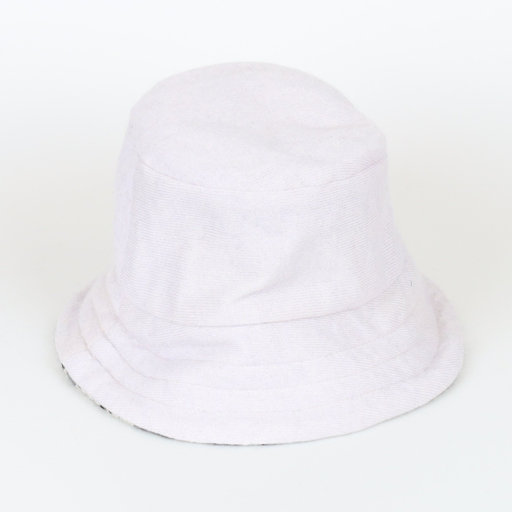 Grey Textured Knit Reversible Cashmere Bucket Hat Medium