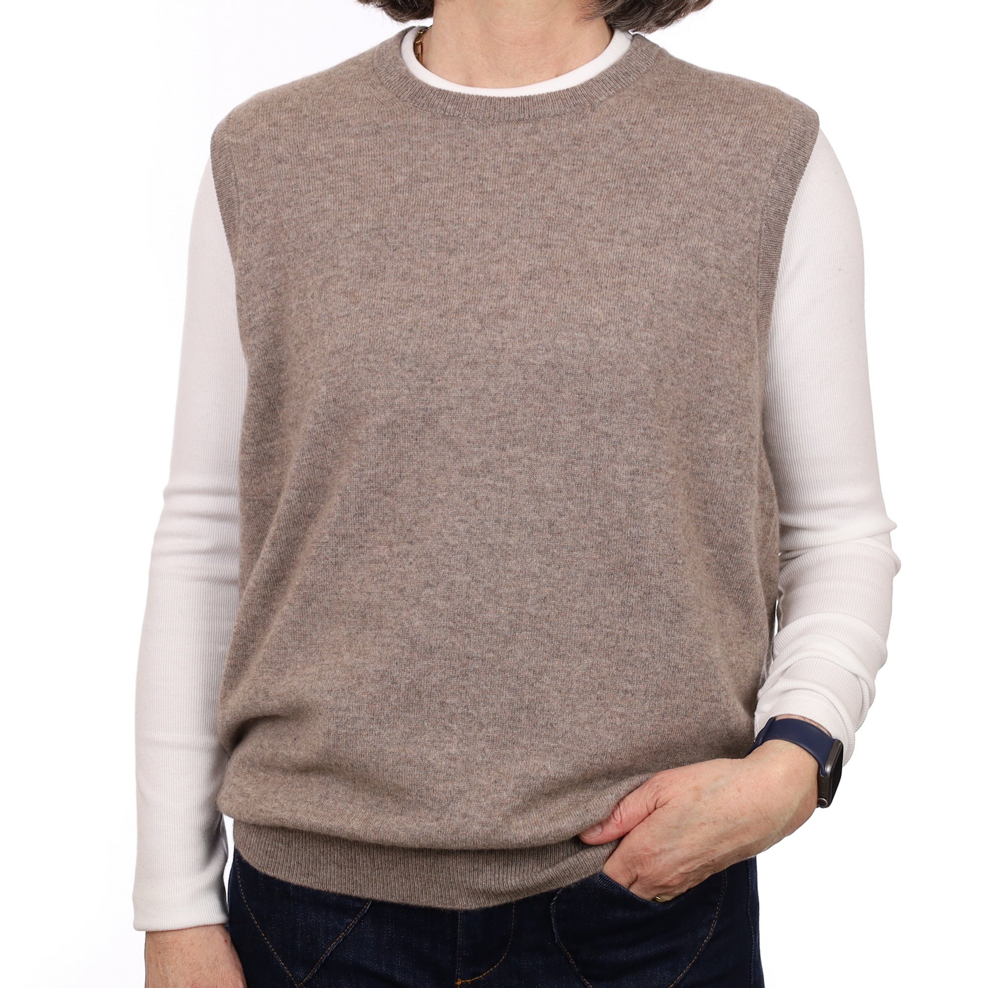Brand New Scottish Mink Cashmere Crew Neck Tank Top Large