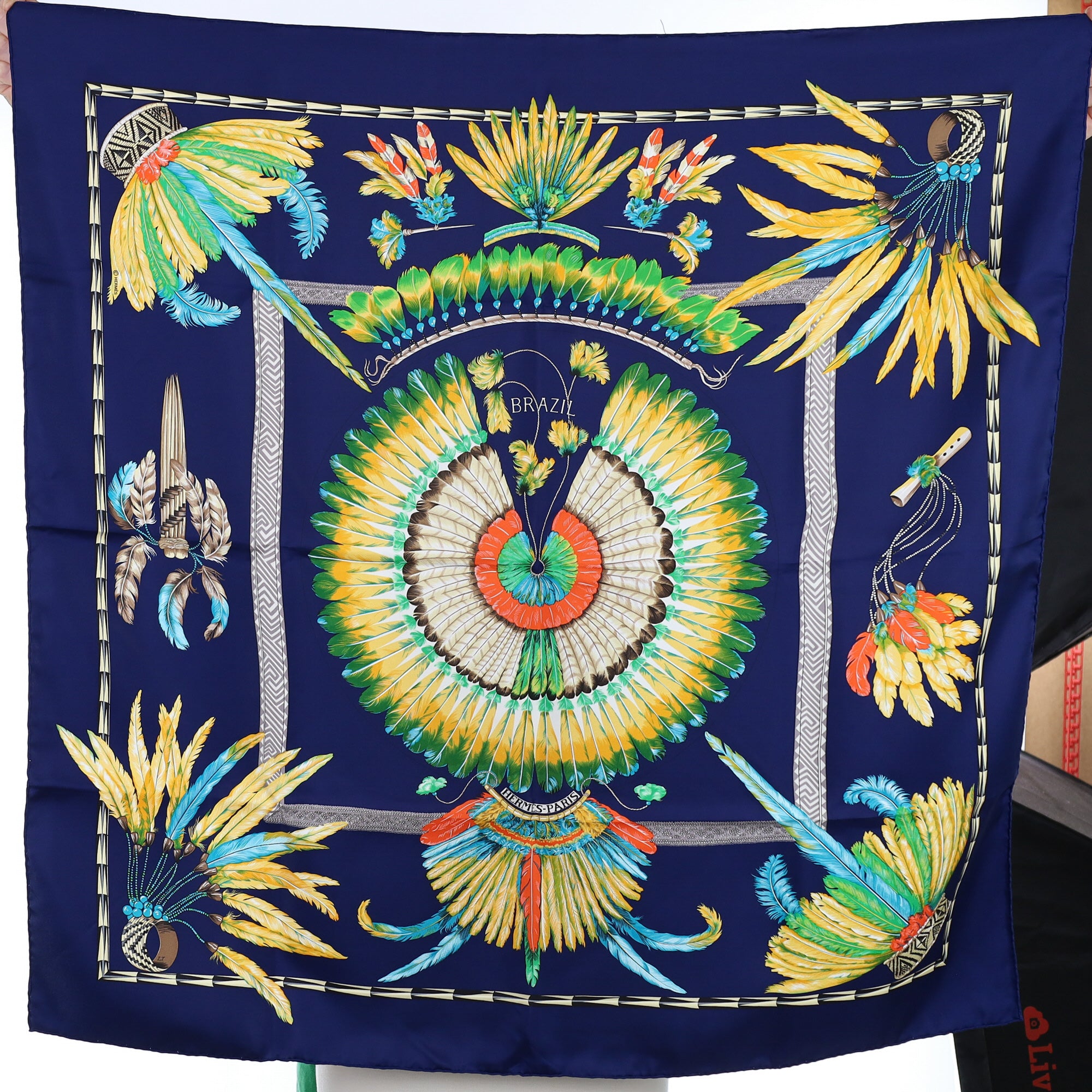 Brand New Boxed Hermès Brazil Silk Scarf