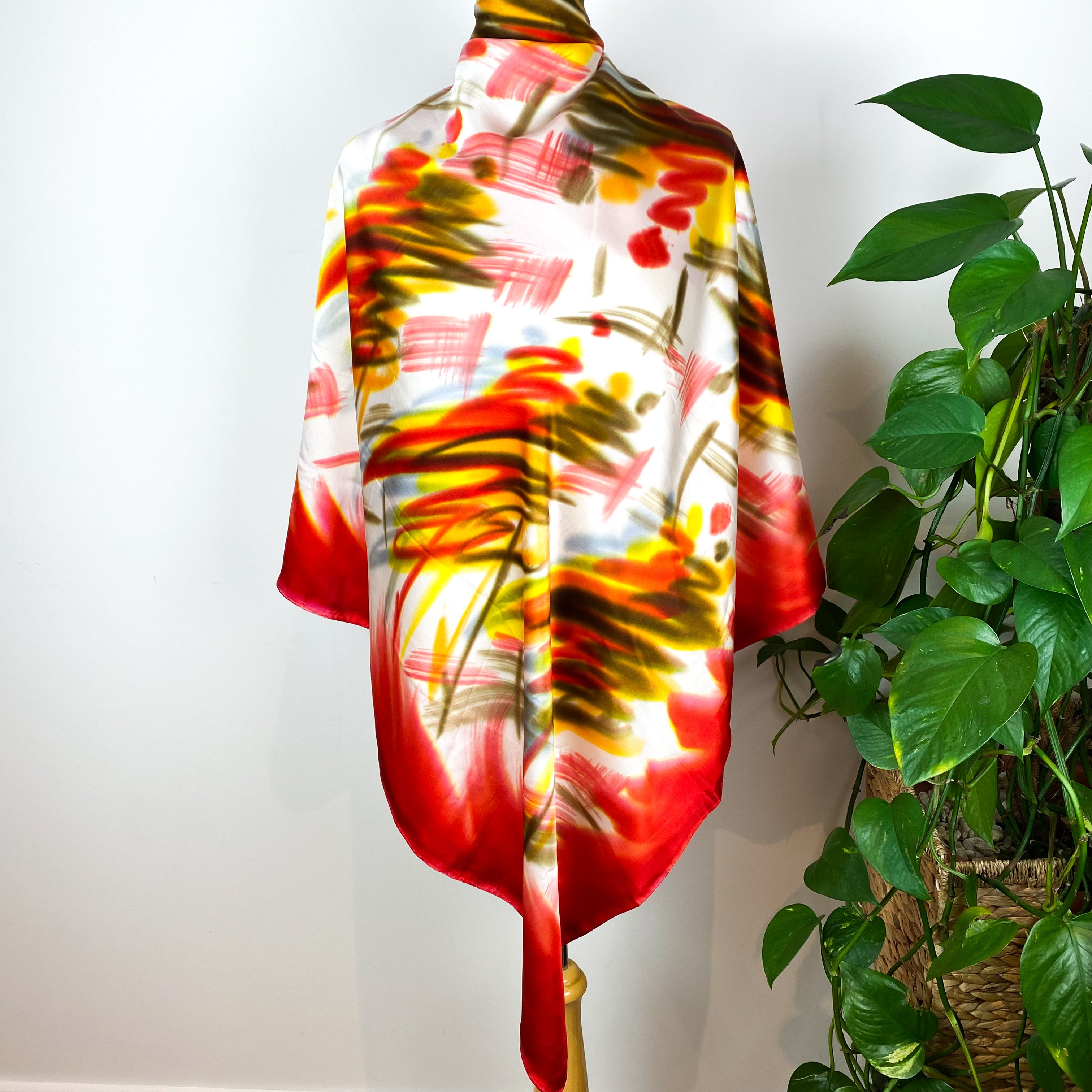 Extra Large Abstract Satin Silk Scarf