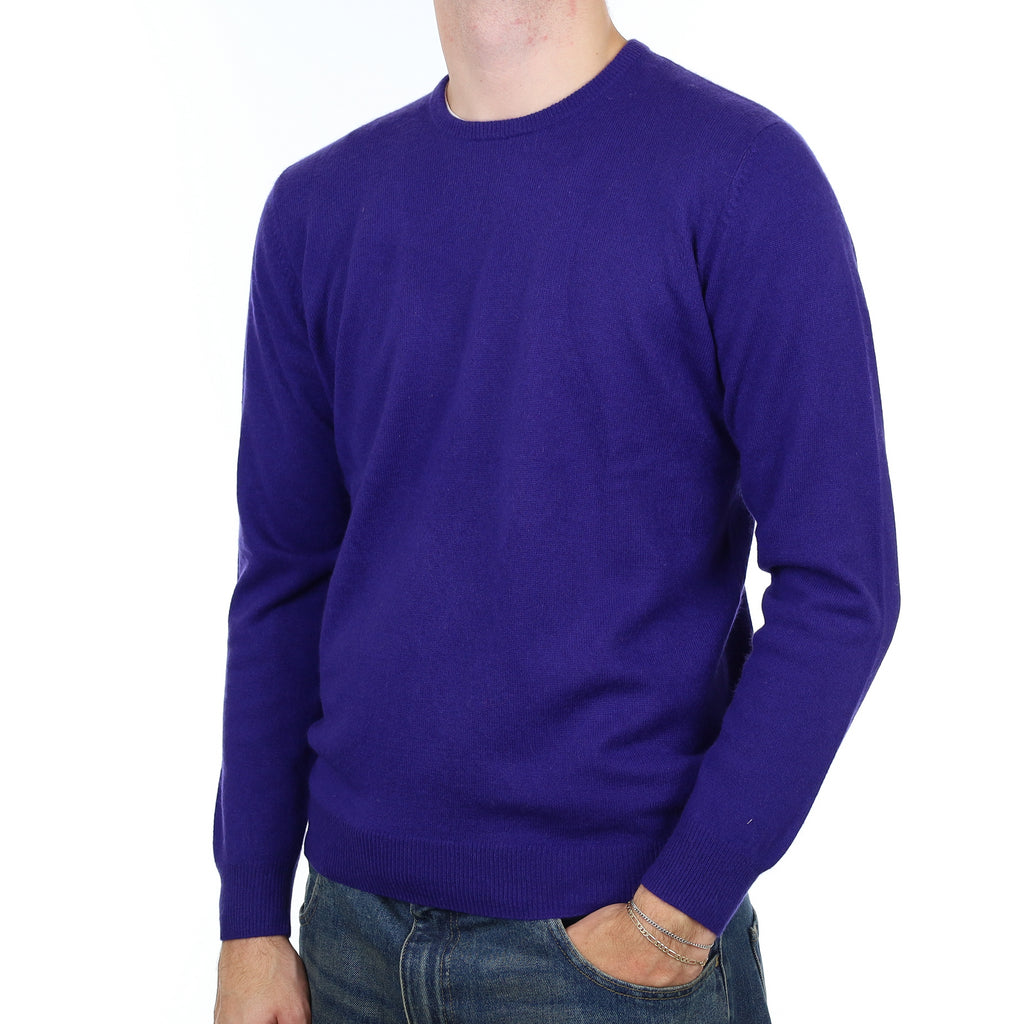 Men’s Indigo Purple Cashmere Crew Neck Jumper Medium