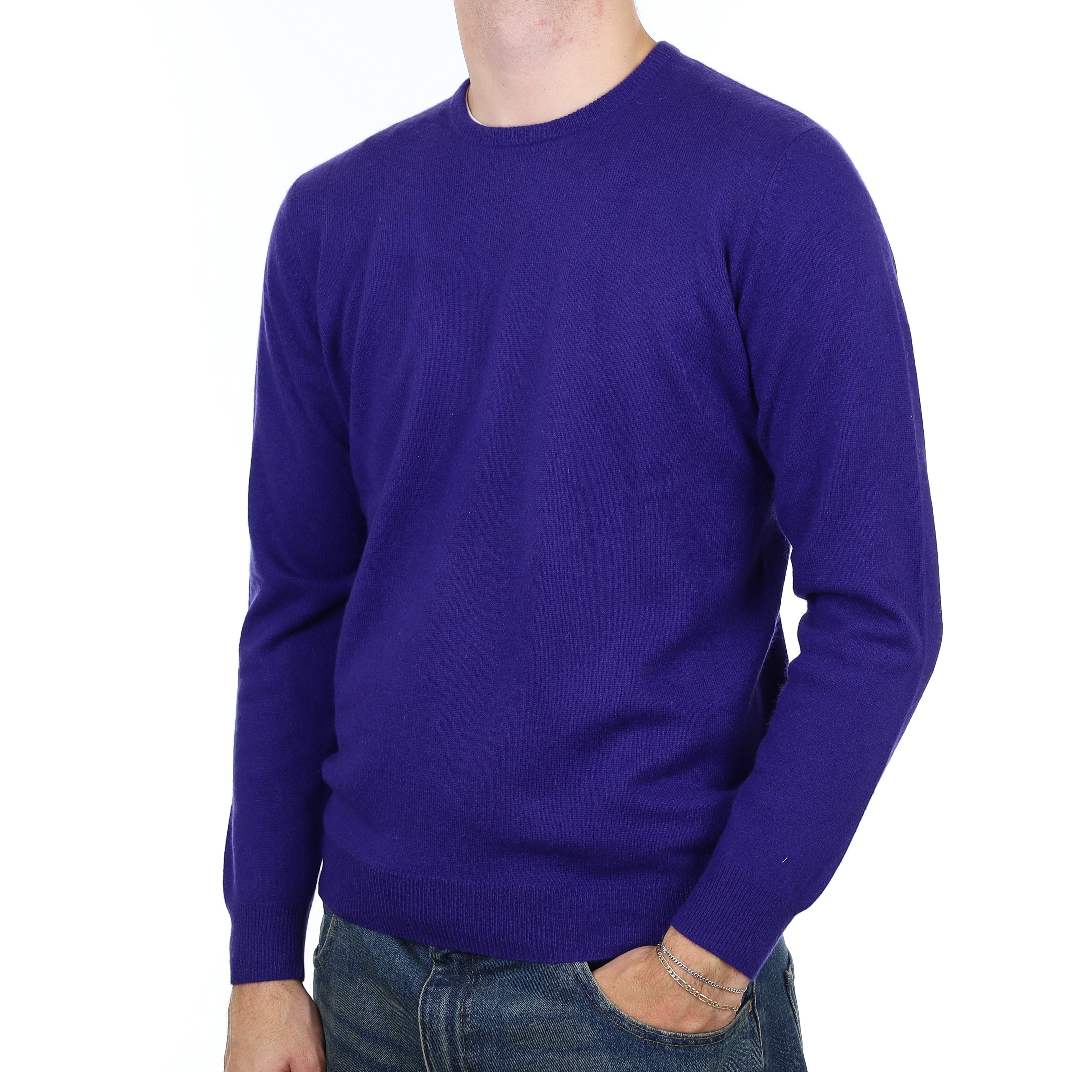 Men’s Indigo Purple Cashmere Crew Neck Jumper Medium