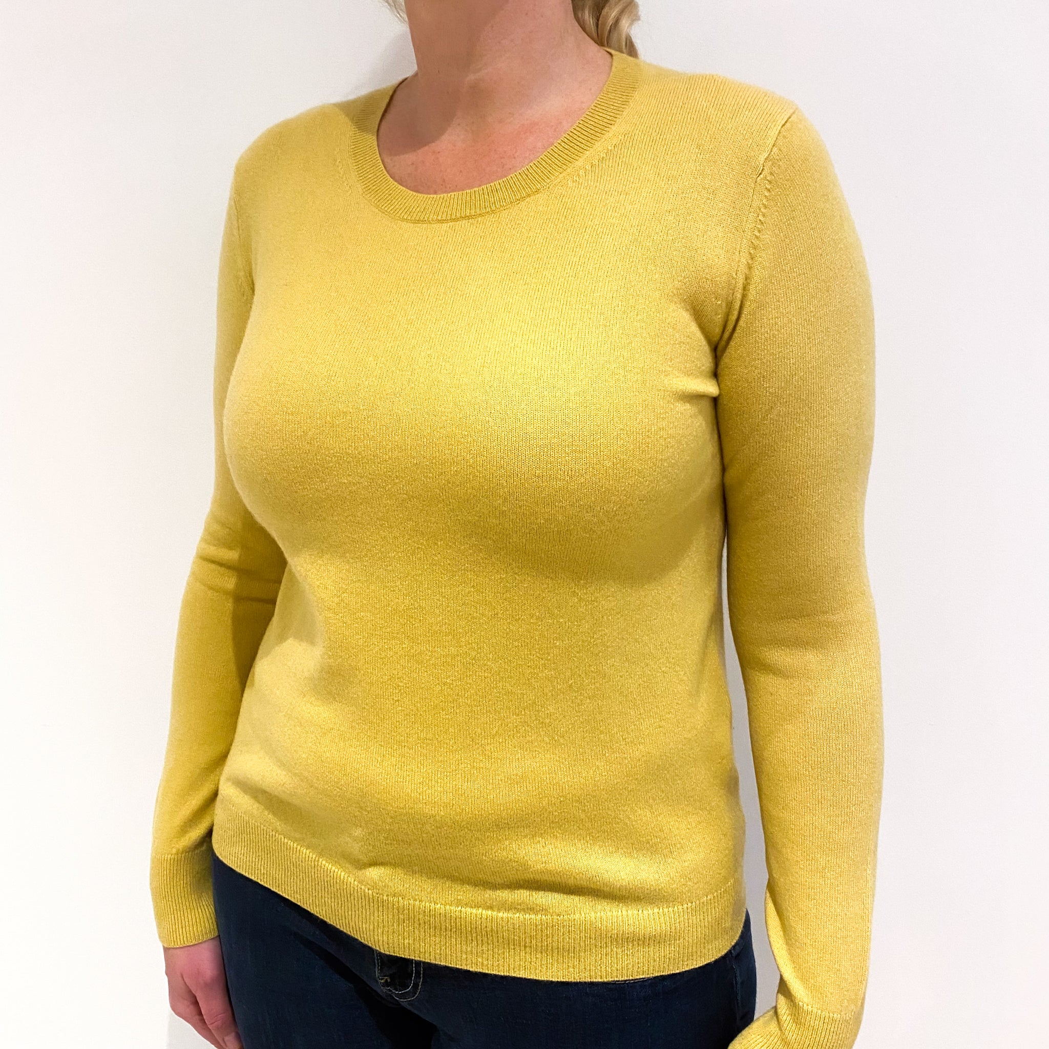 Lemon Yellow Cashmere Crew Neck Jumper Large