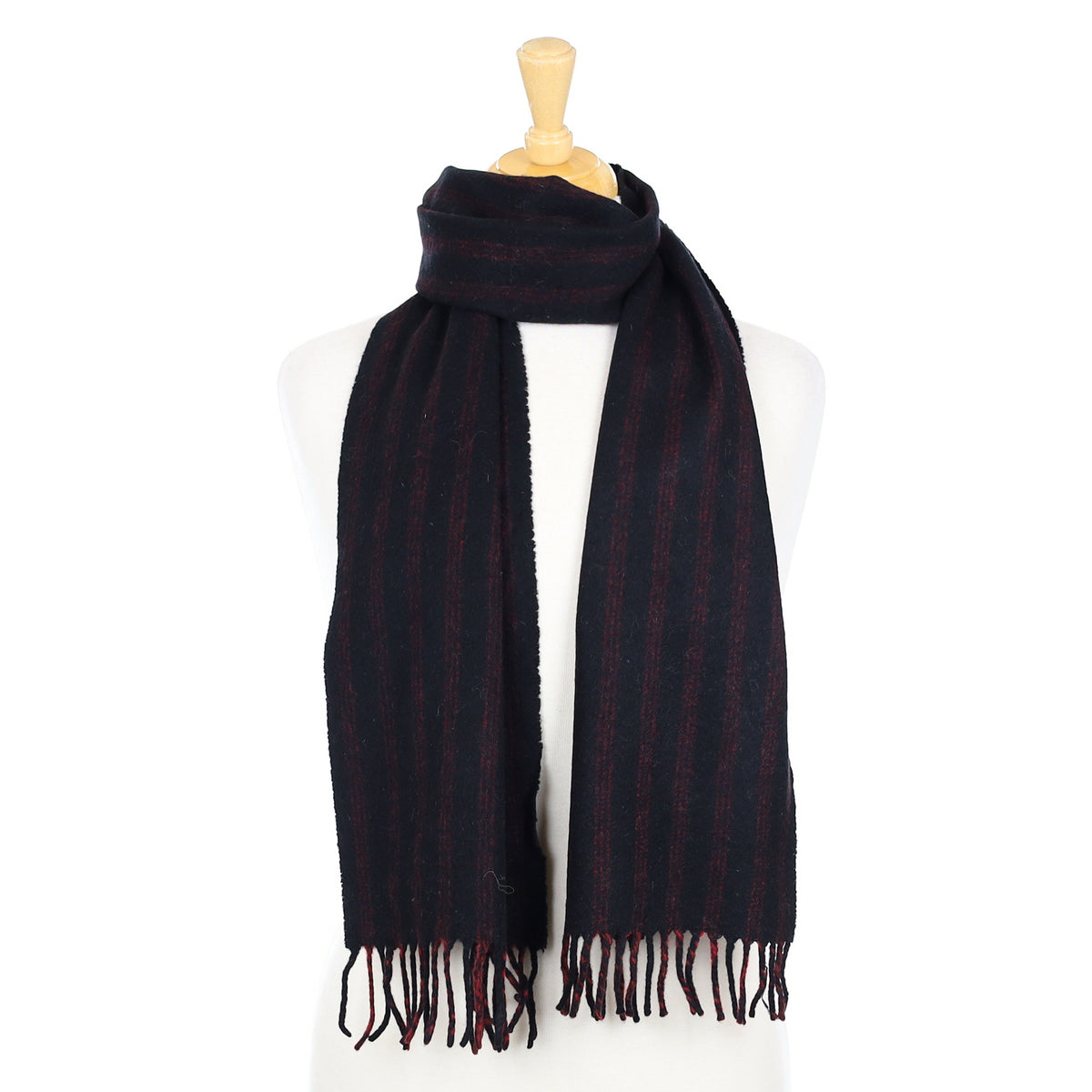 Scottish Black and Crimson Stripe Woven Cashmere Scarf