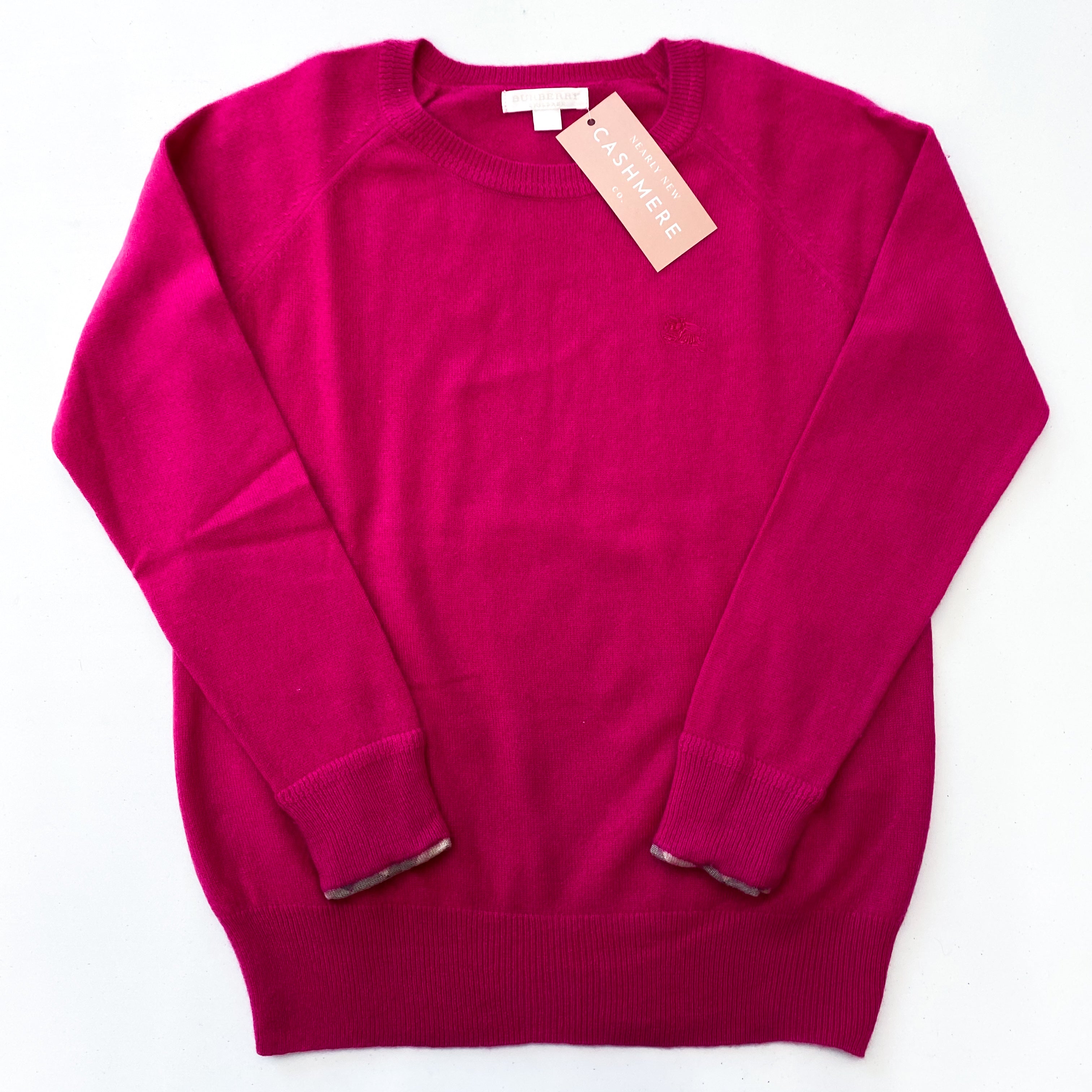 Children’s Burberry Fuchsia Pink Cashmere Crew Neck Jumper Age 12