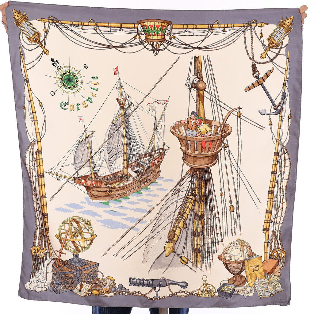 Rare Hermès Caravelle Silk Scarf