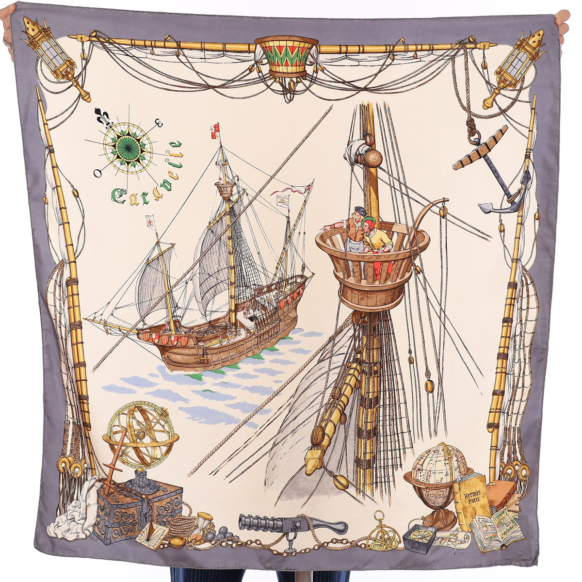 Rare Hermès Caravelle Silk Scarf
