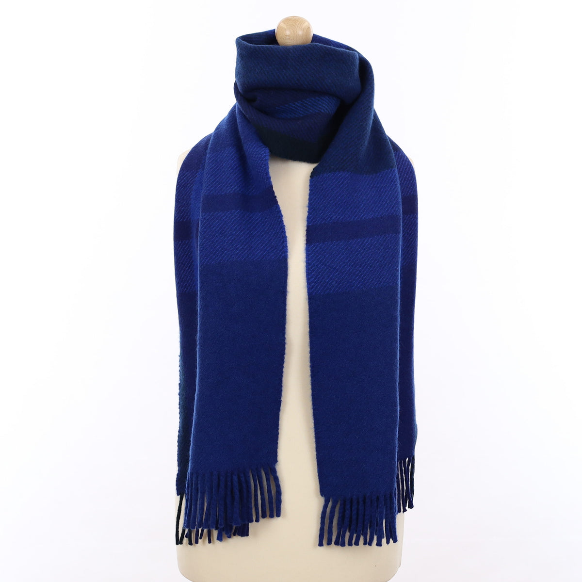 Brand New Royal Blue Plaid Cashmere Heavy Woven Scarf