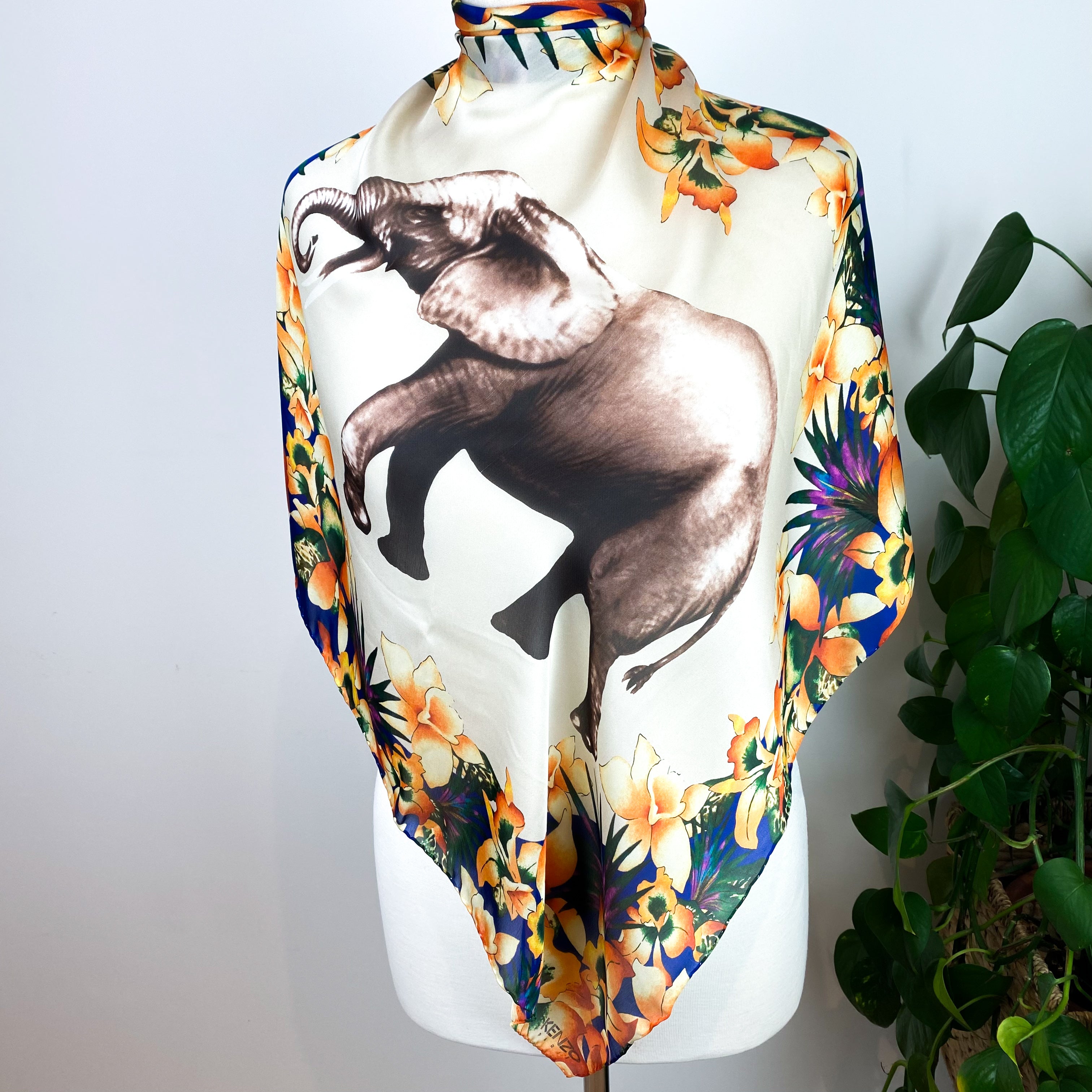 Elephant Kenzo Designer Silk Scarf