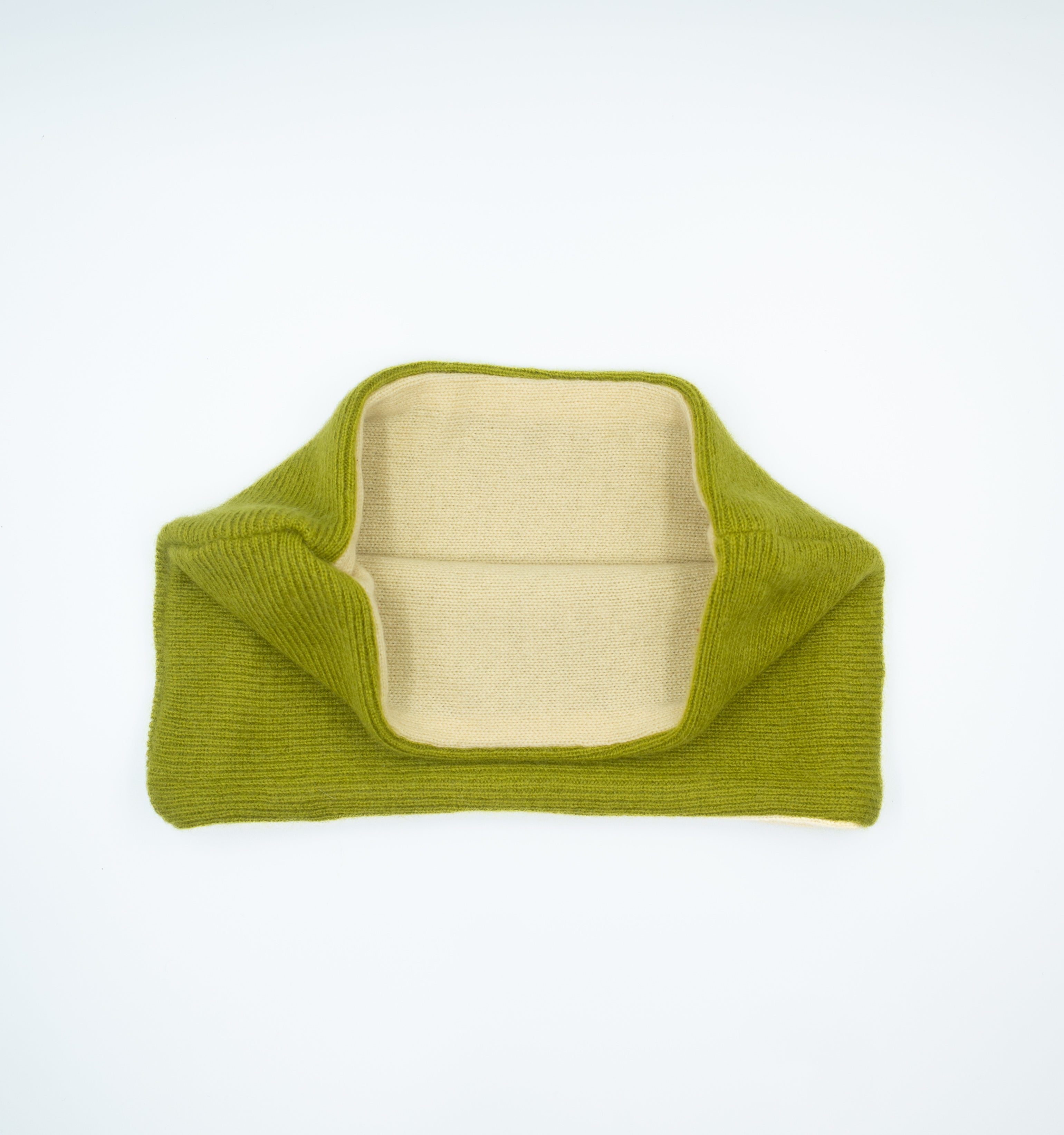 Bright Moss Green Rib and Palest Yellow Neck Warmer