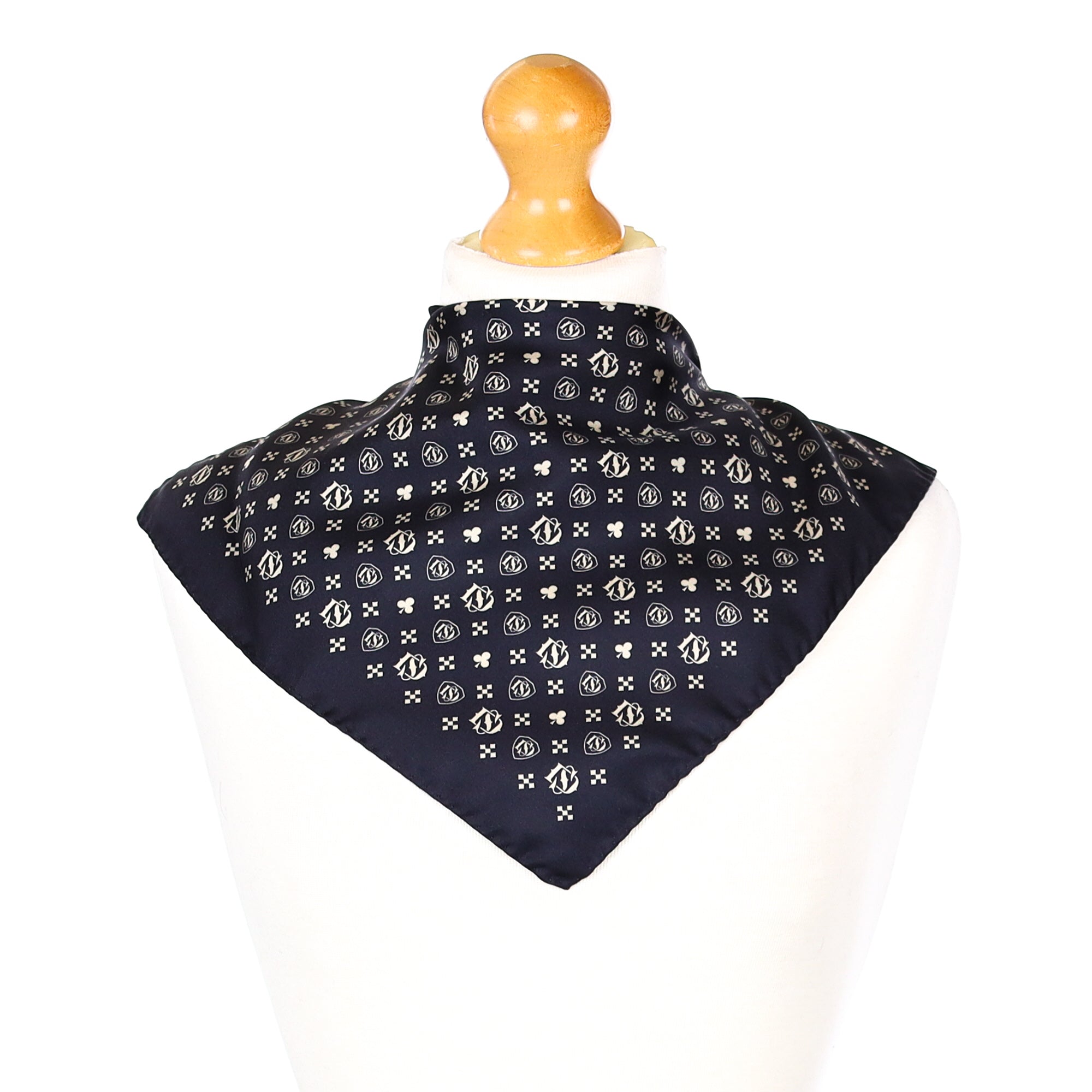 Black and Cream Silk Pocket Square