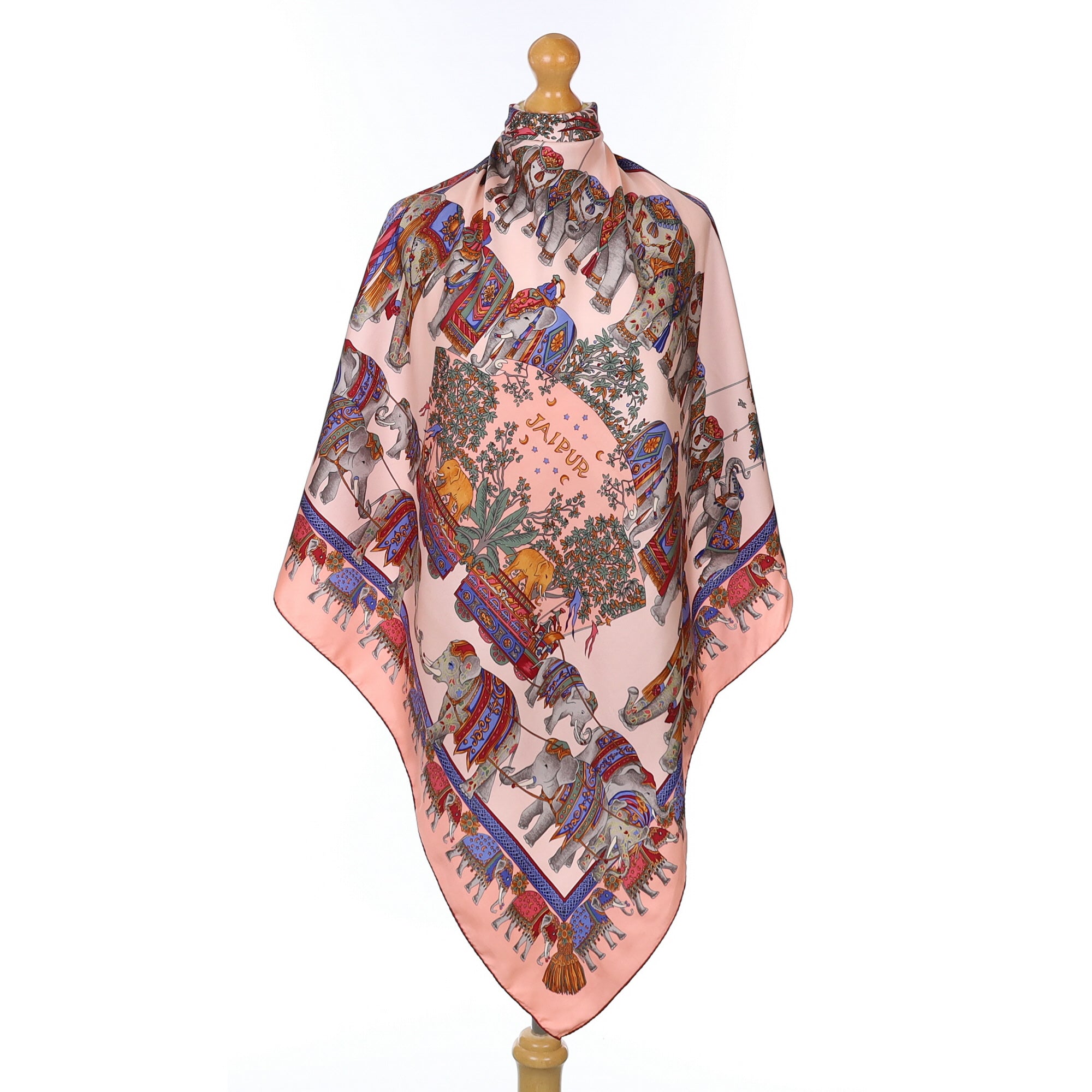 Pink Elephant Design Silk Scarf