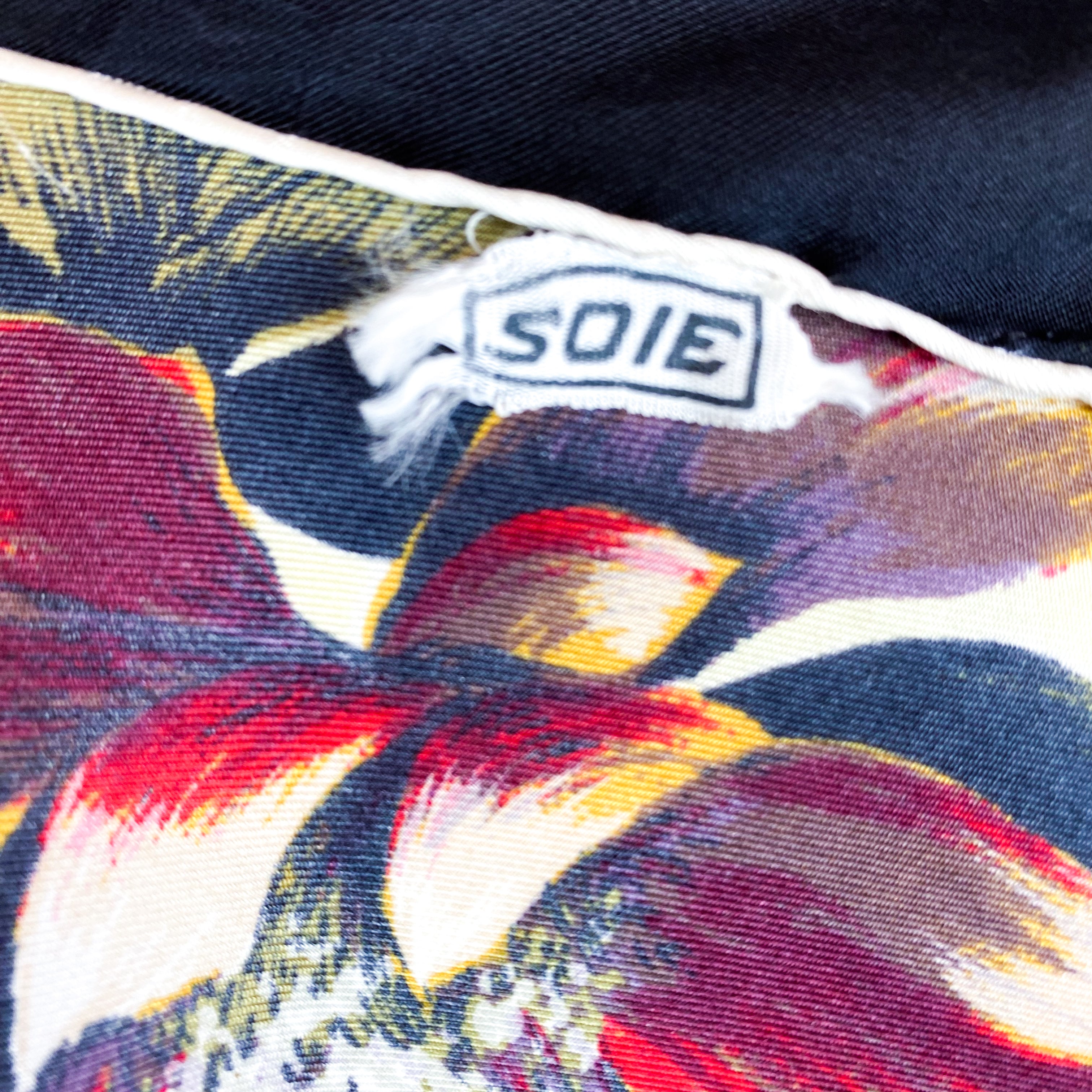 French Botanical Design Vintage Silk Scarf