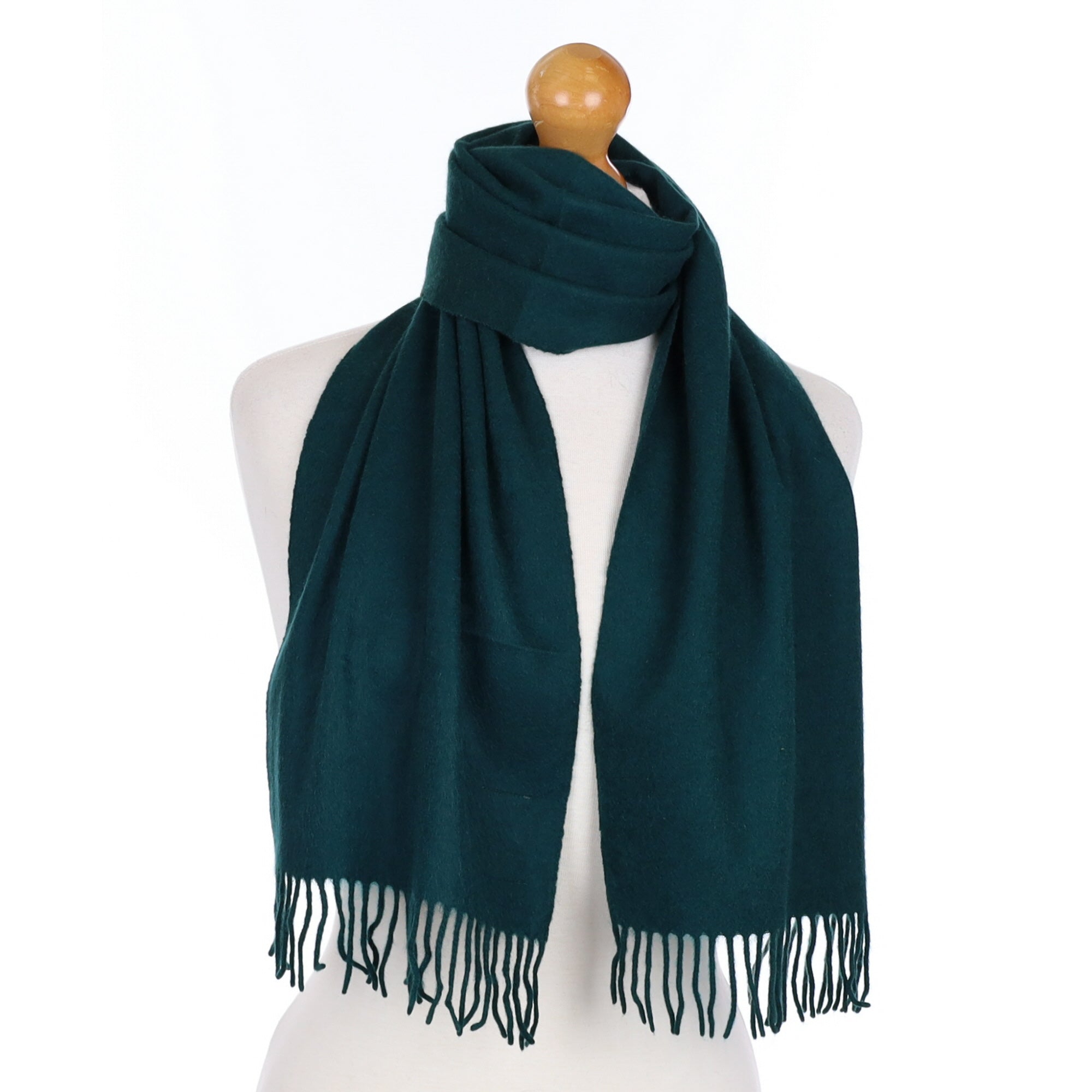 Forest Green Cashmere Tasselled Woven Scarf