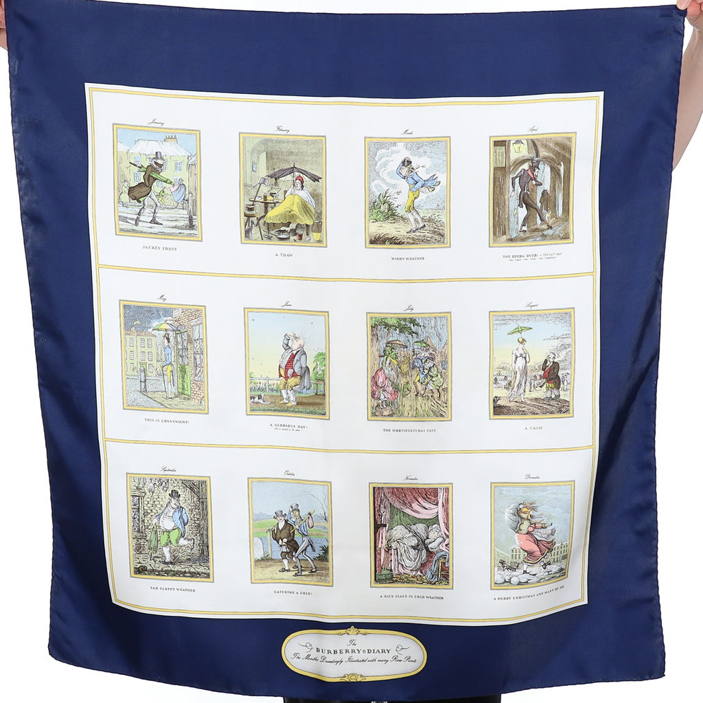 Burberrys’ Vintage Weather Illustration Silk Scarf