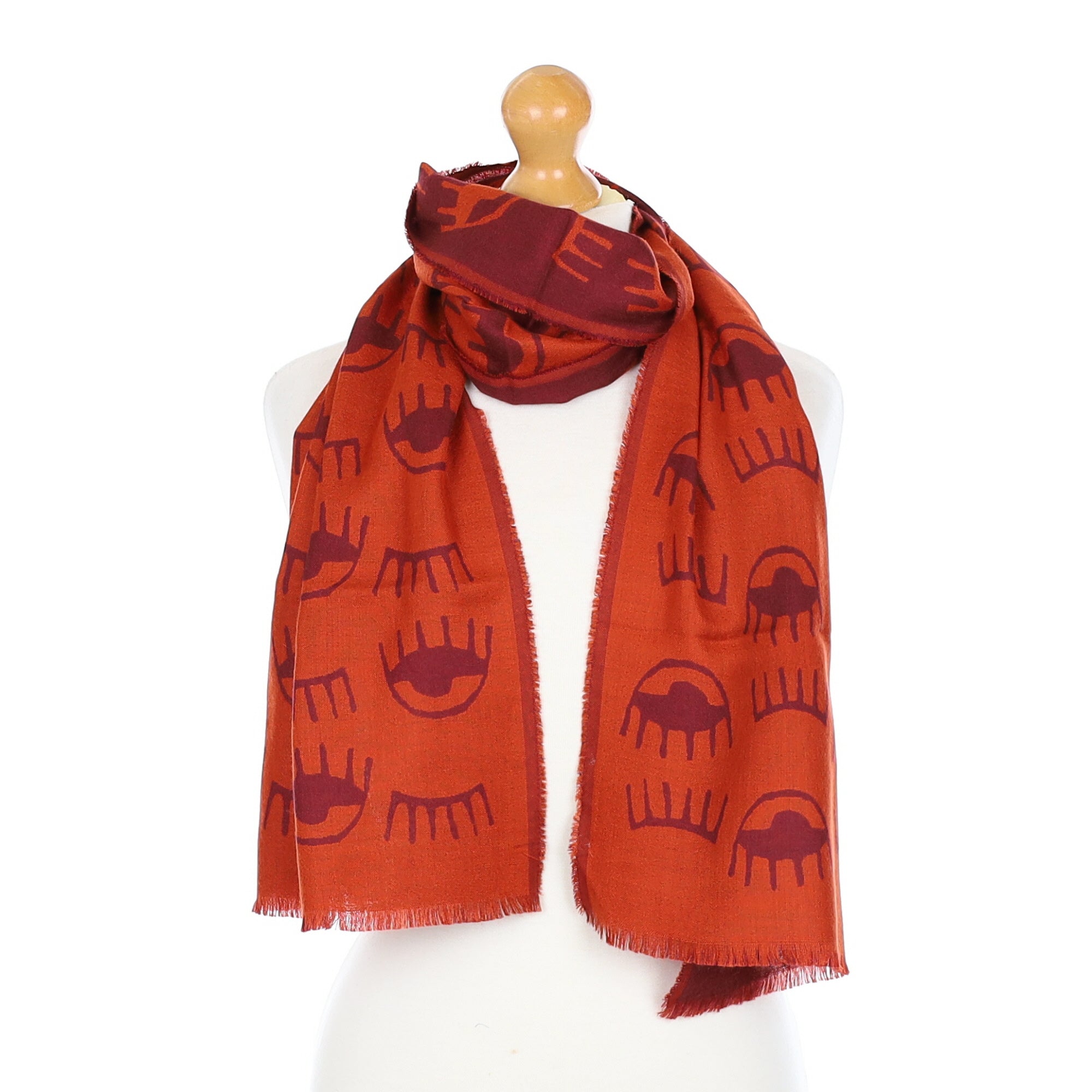 Begg & Co Paprika Eye Print Cashmere Fine Woven Scarf