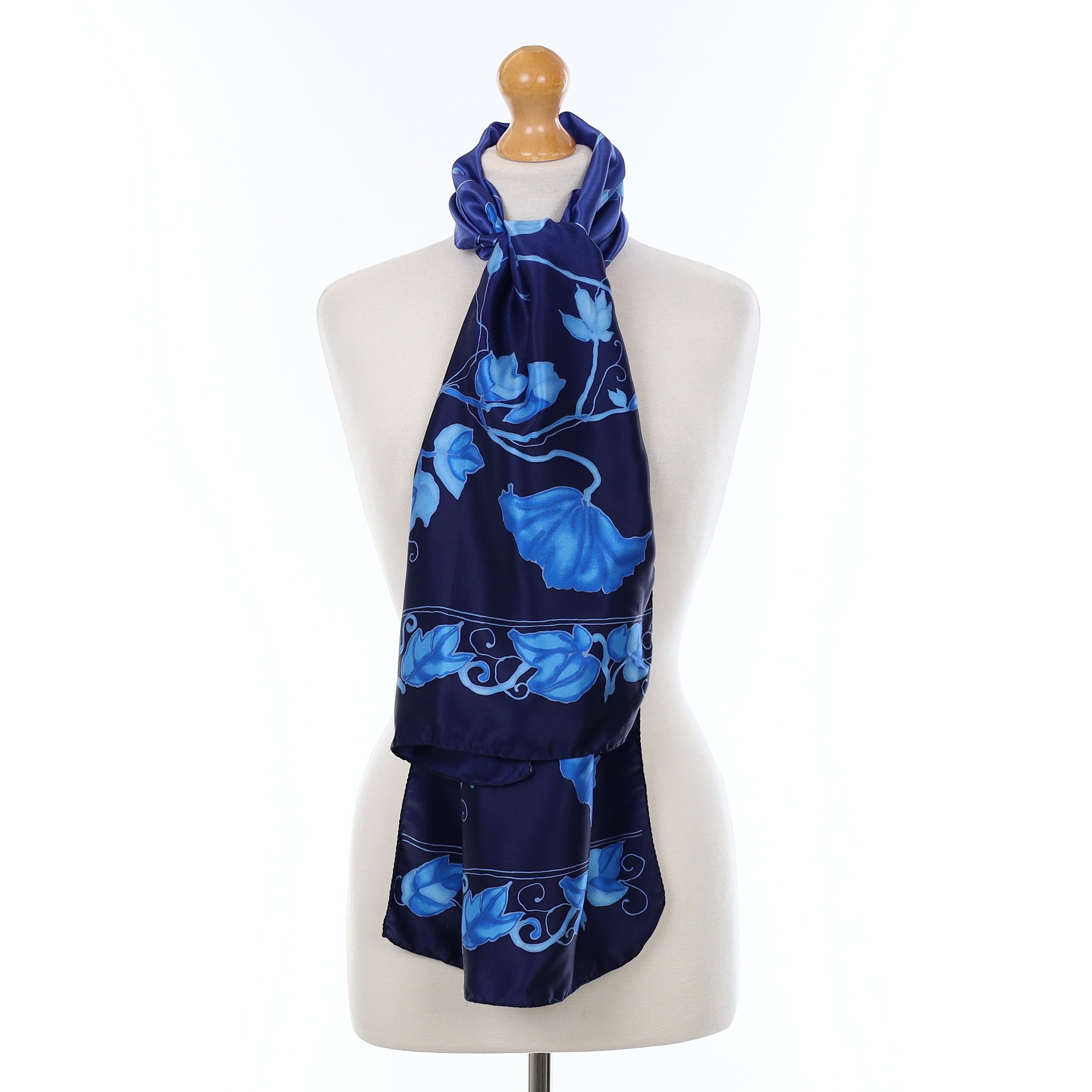1980’s Blue Floral Vintage Silk Scarf