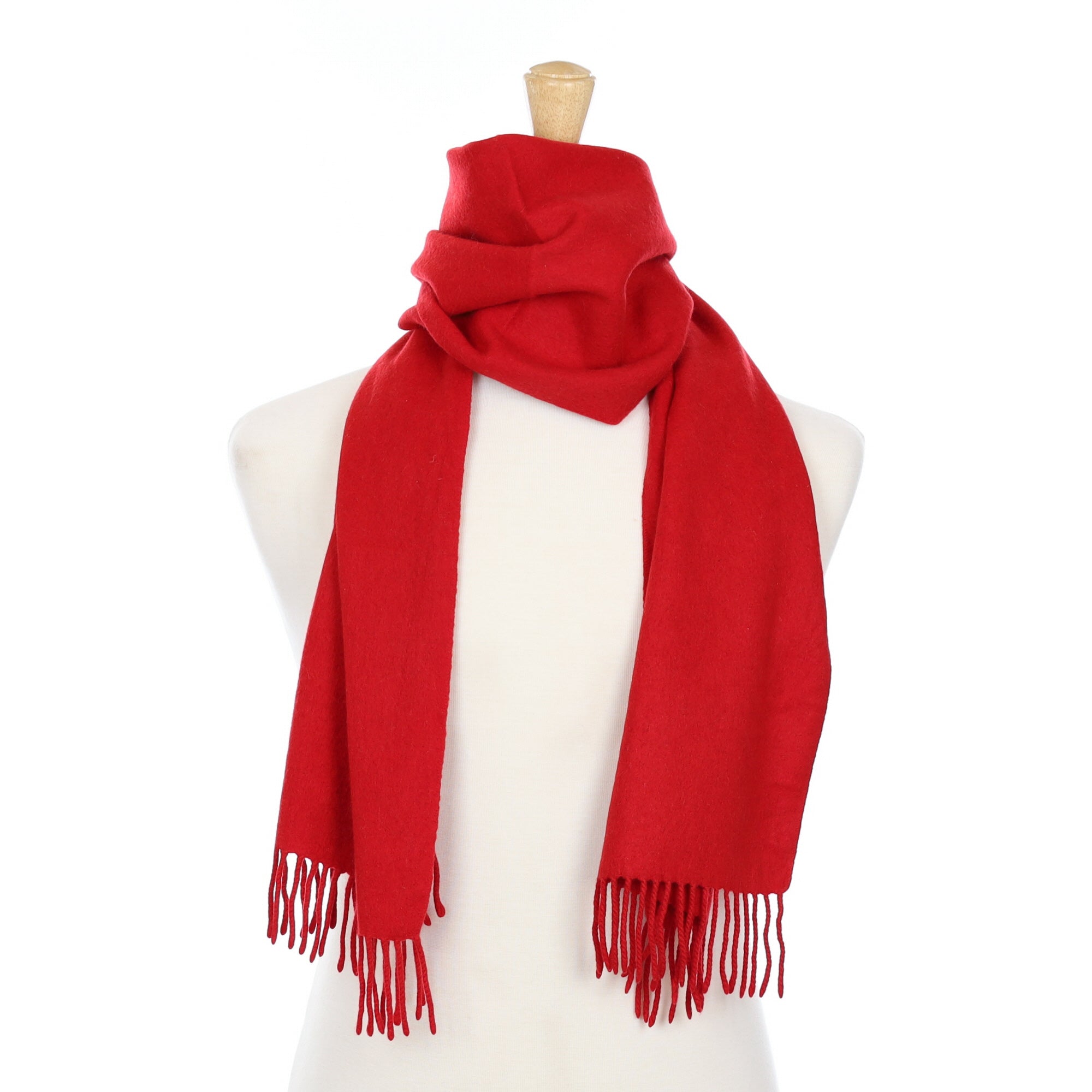 Post Box Red Cashmere Fringed Woven Scarf