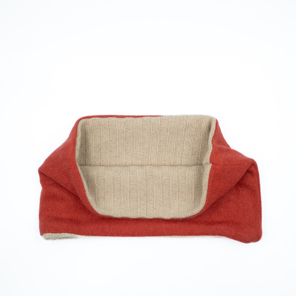 Men’s Brick Red and Oatmeal Ribbed Neck Warmer